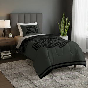 Northwest Harley-Davidson Simple HD Twin Comforter and Sham Bedding Set
