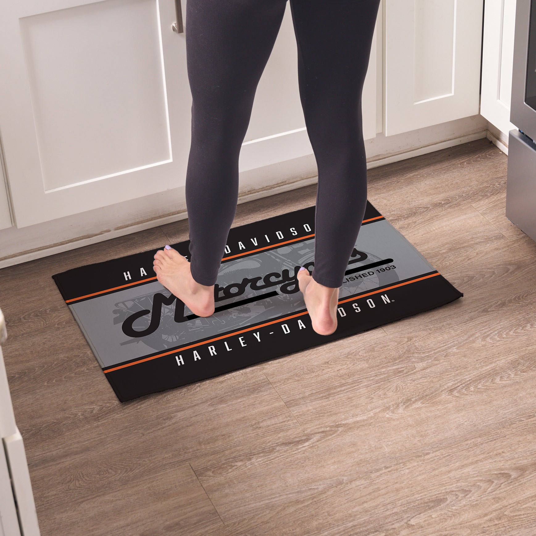 Harley Davidson Vintage Stripes Washable Rug 20x32 inches