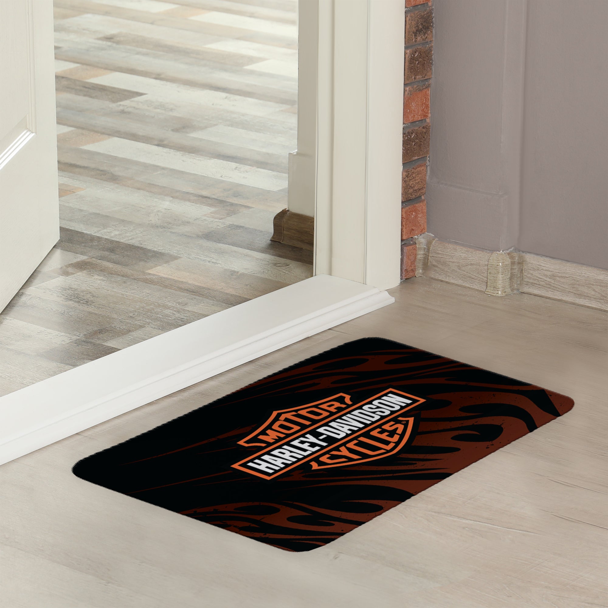 Harley Davidson Grunge Flames Small Mat 15x20 inches