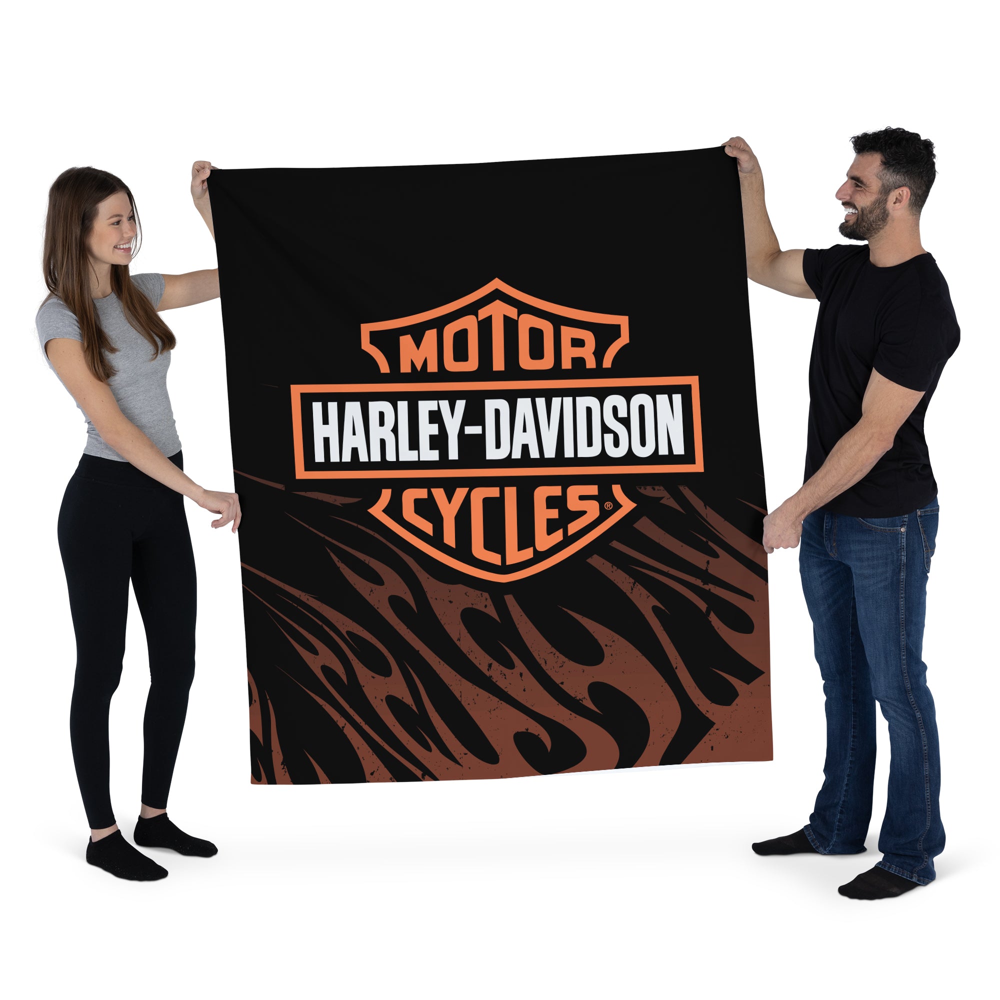 Harley Davidson Grunge Flames Wall Hanging 50x60 inches