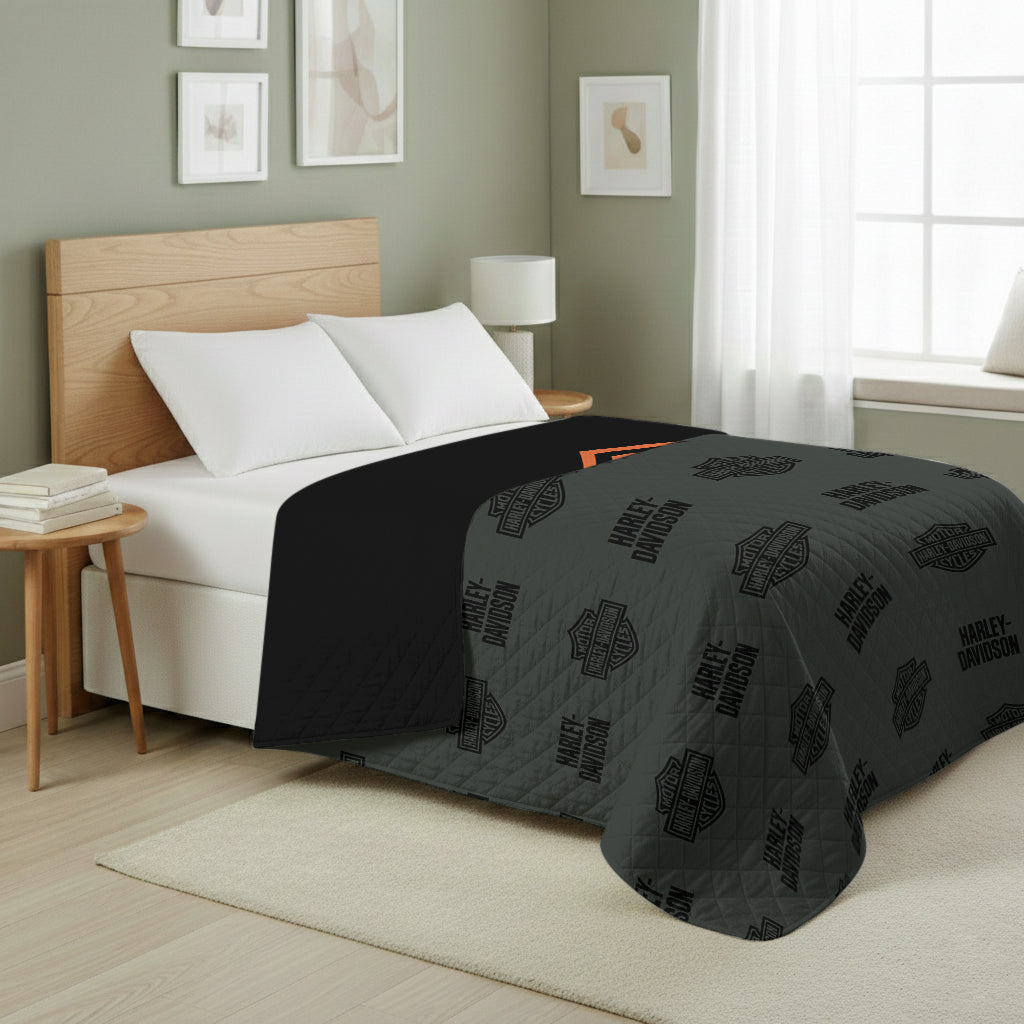 Harley Davidson Shield Full/Queen Quilted Blanket 90x90 inches