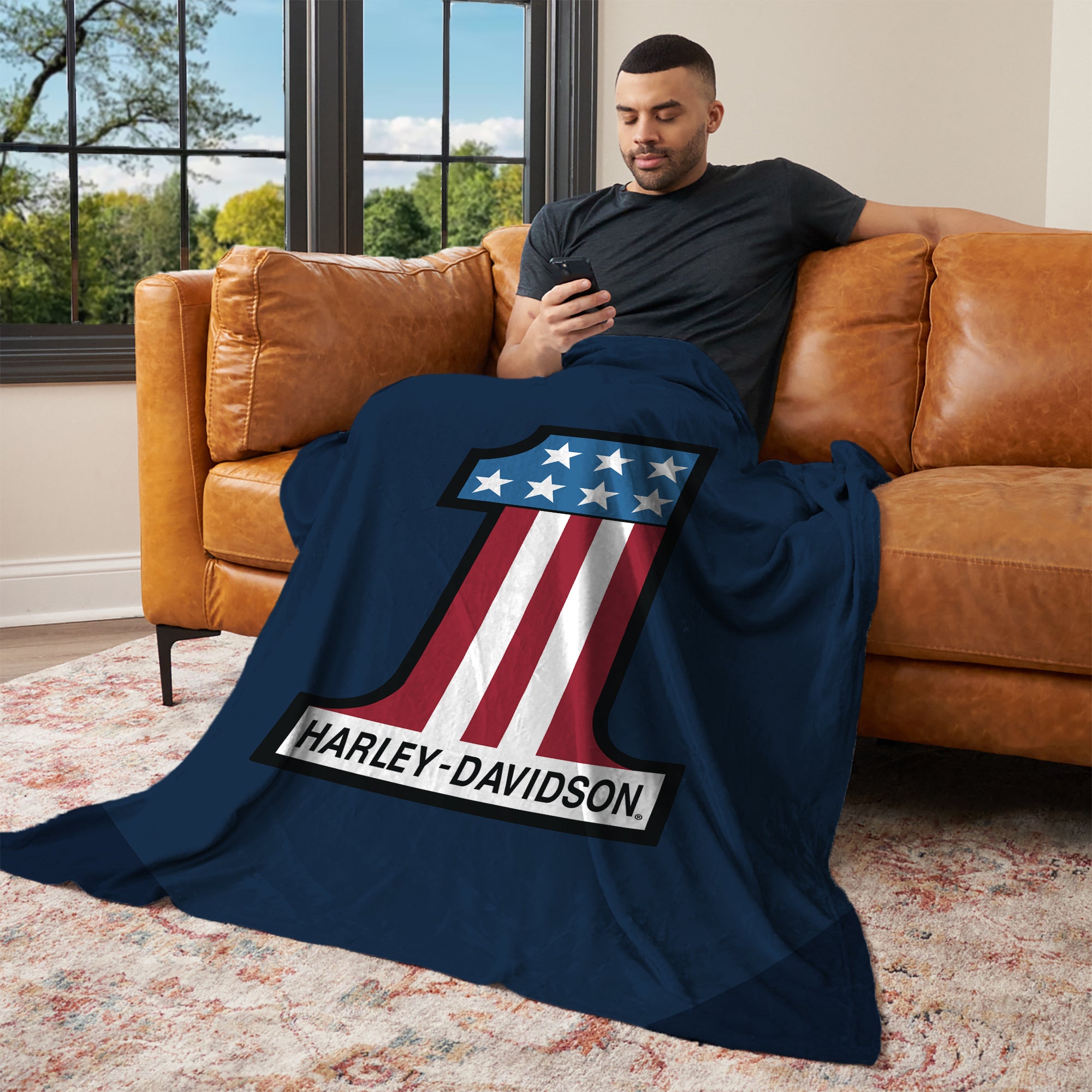 Harley Davidson Halftone American Silk Touch Throw Blanket 46x60 inche