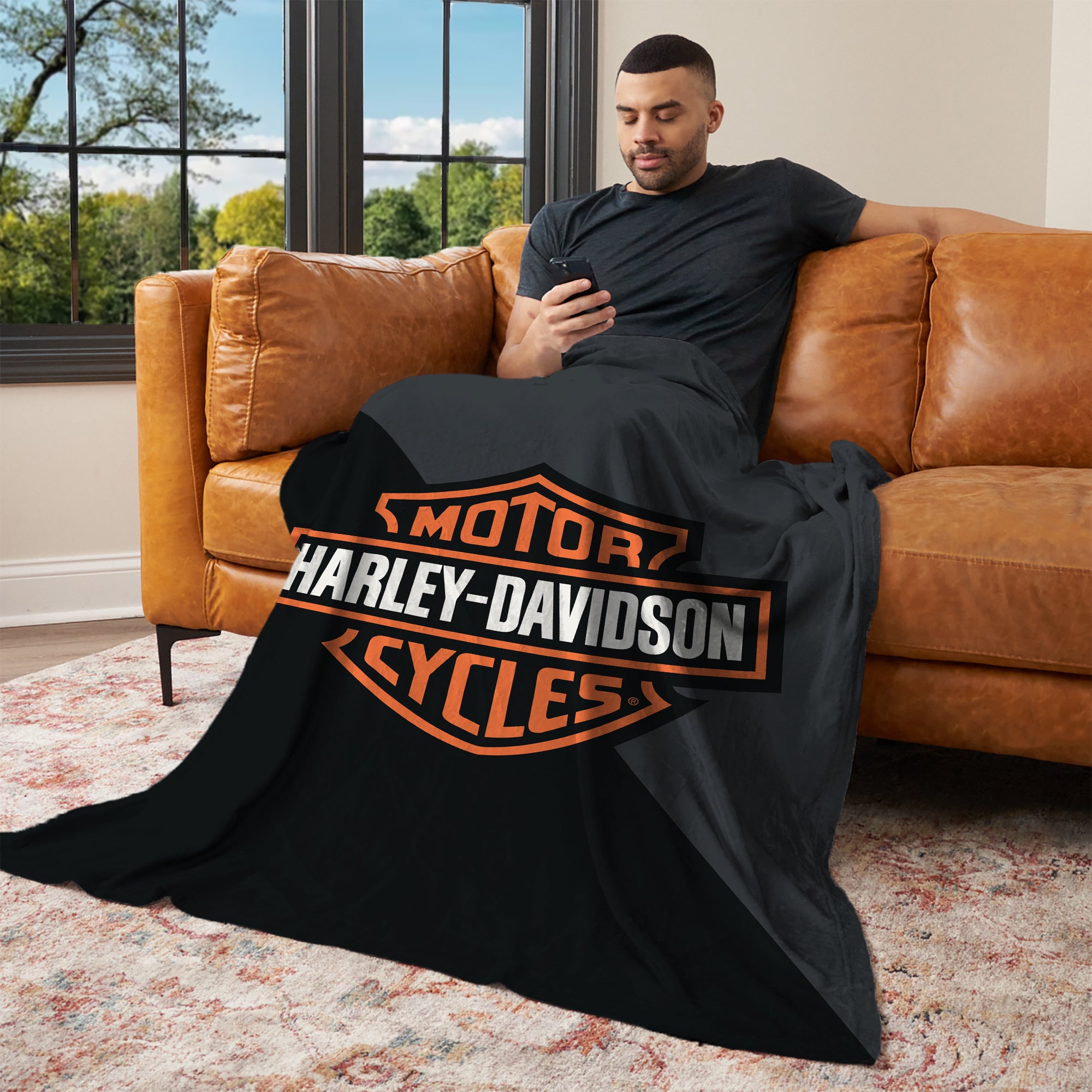 Harley Davidson blanket ブランケット Harley Davidson Halftone Classic Silk Touch Throw Blanket 46x60 inches