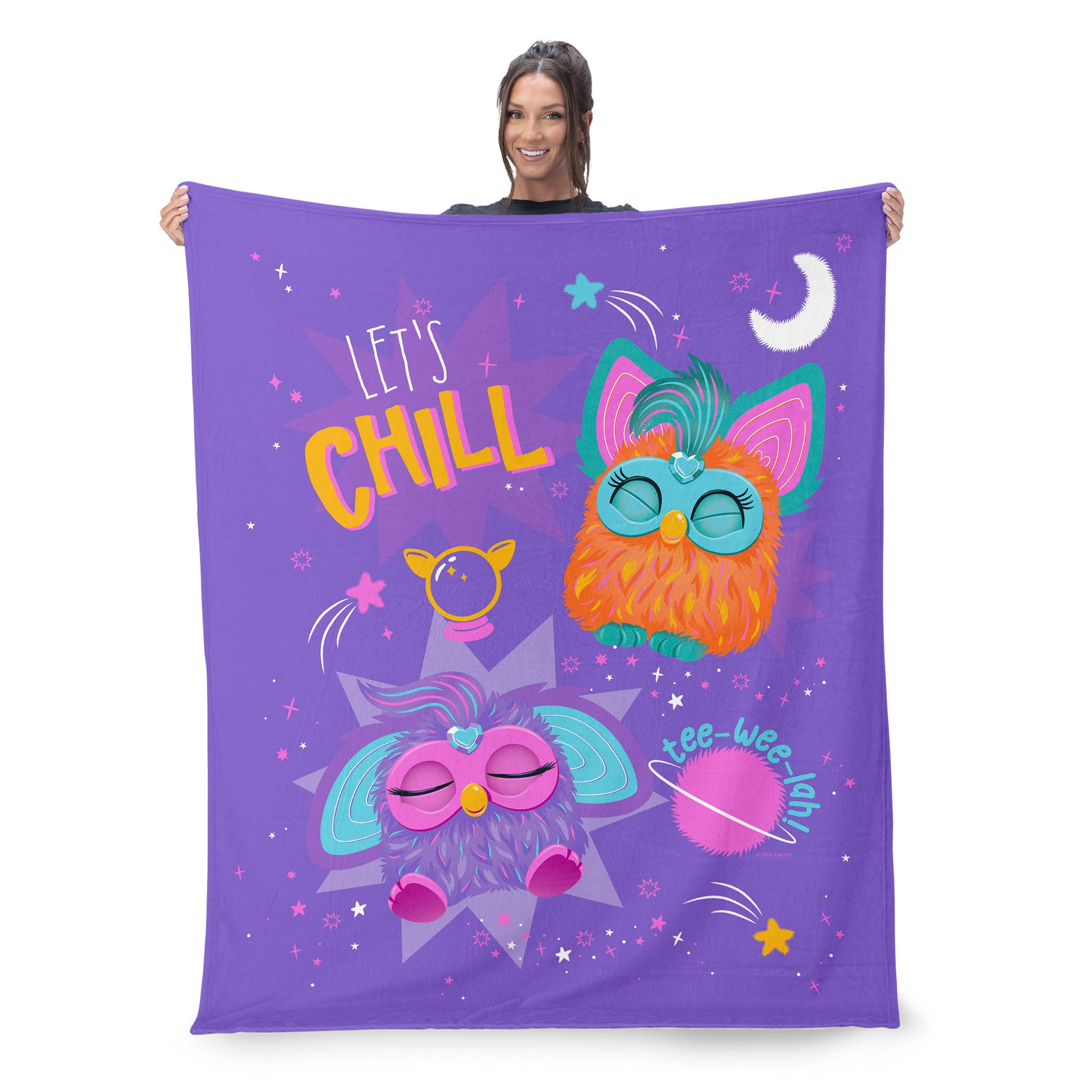 Hasbro Furby Let's Chill Silk Touch Throw Blanket 50x60 Inches