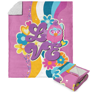 Hasbro Furby Funky Furby Silk Touch Sherpa Throw Blanket 50x60 Inches