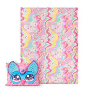 Furby Wavy Pink Furby Silk Touch Throw Blanket With Pocket Pillow