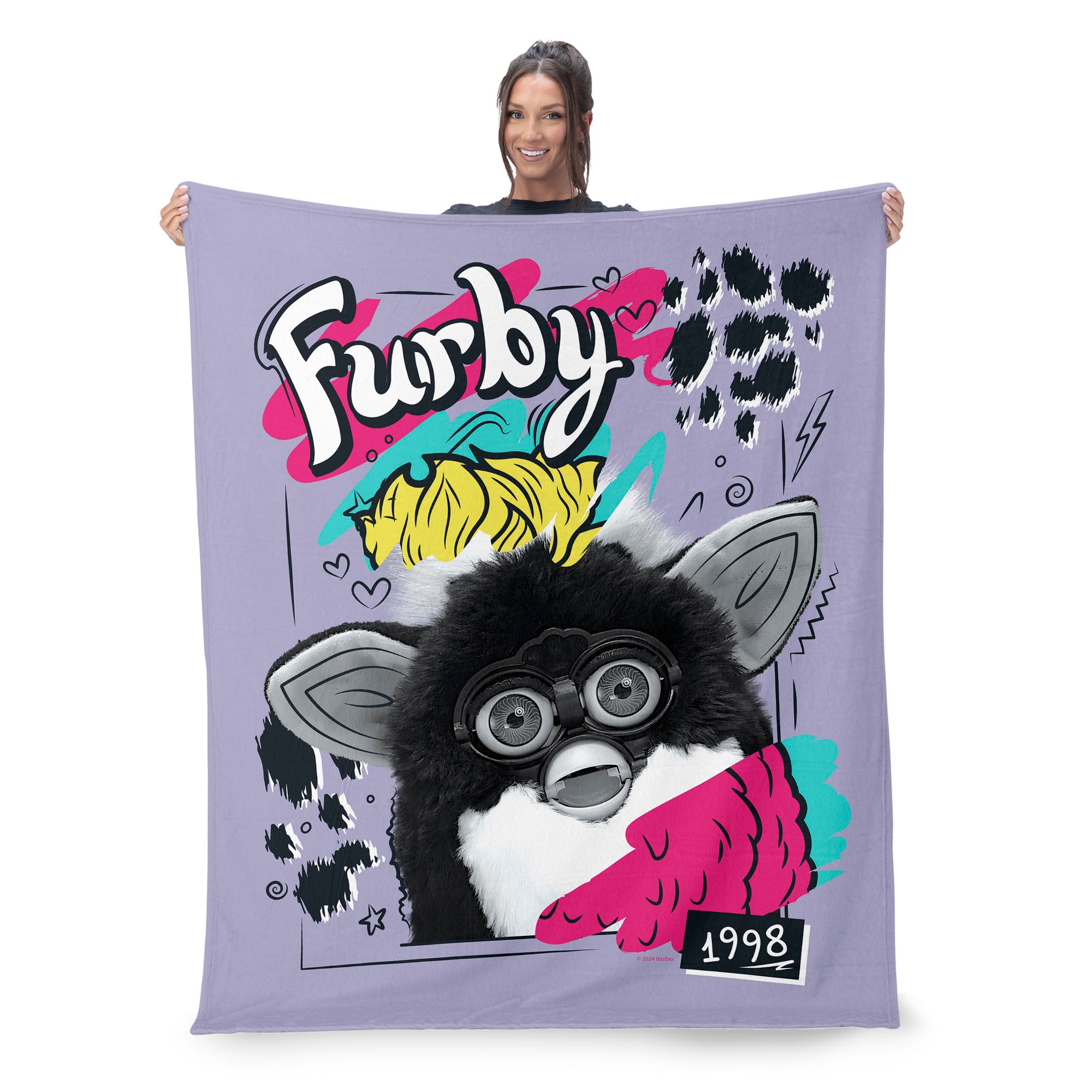 Hasbro Furby Furby 1998 Silk Touch Throw Blanket 40x50 Inches