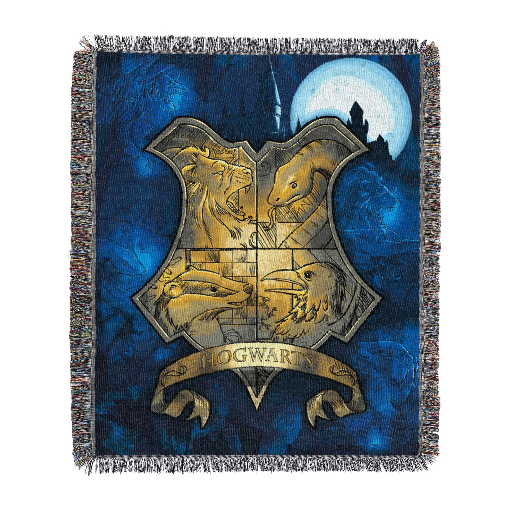 Warner Bros. Harry Potter Moonlit Crest Woven Tapestry Throw Blanket 48x60 Inches