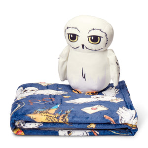 Warner Bros. Harry Potter Hedwig Silk Touch Throw Blanket 50X60 inches and Hugger Set, 11 inches