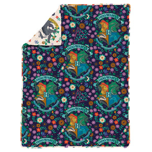 Harry Potter Botanical Crests Quilted Throw Blanket 60x90 inches