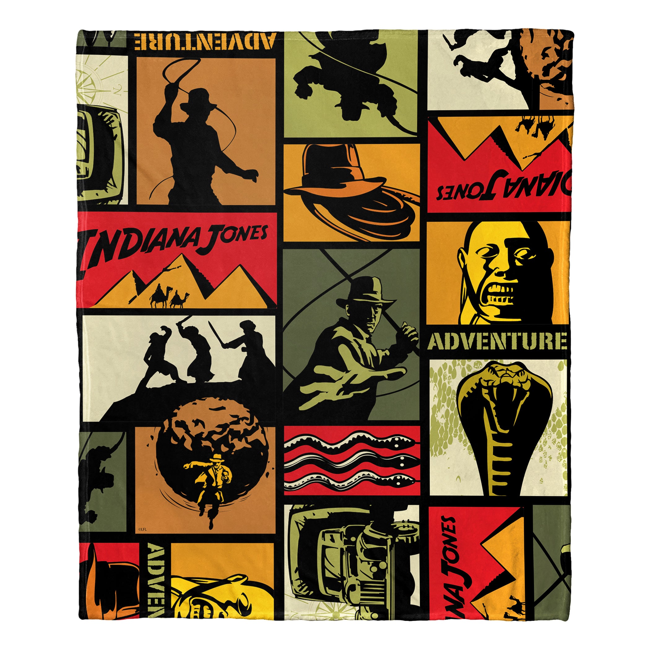 Disney Indiana Jones Adventure Pattern Silk Touch Throw Blanket 50x60 Inches