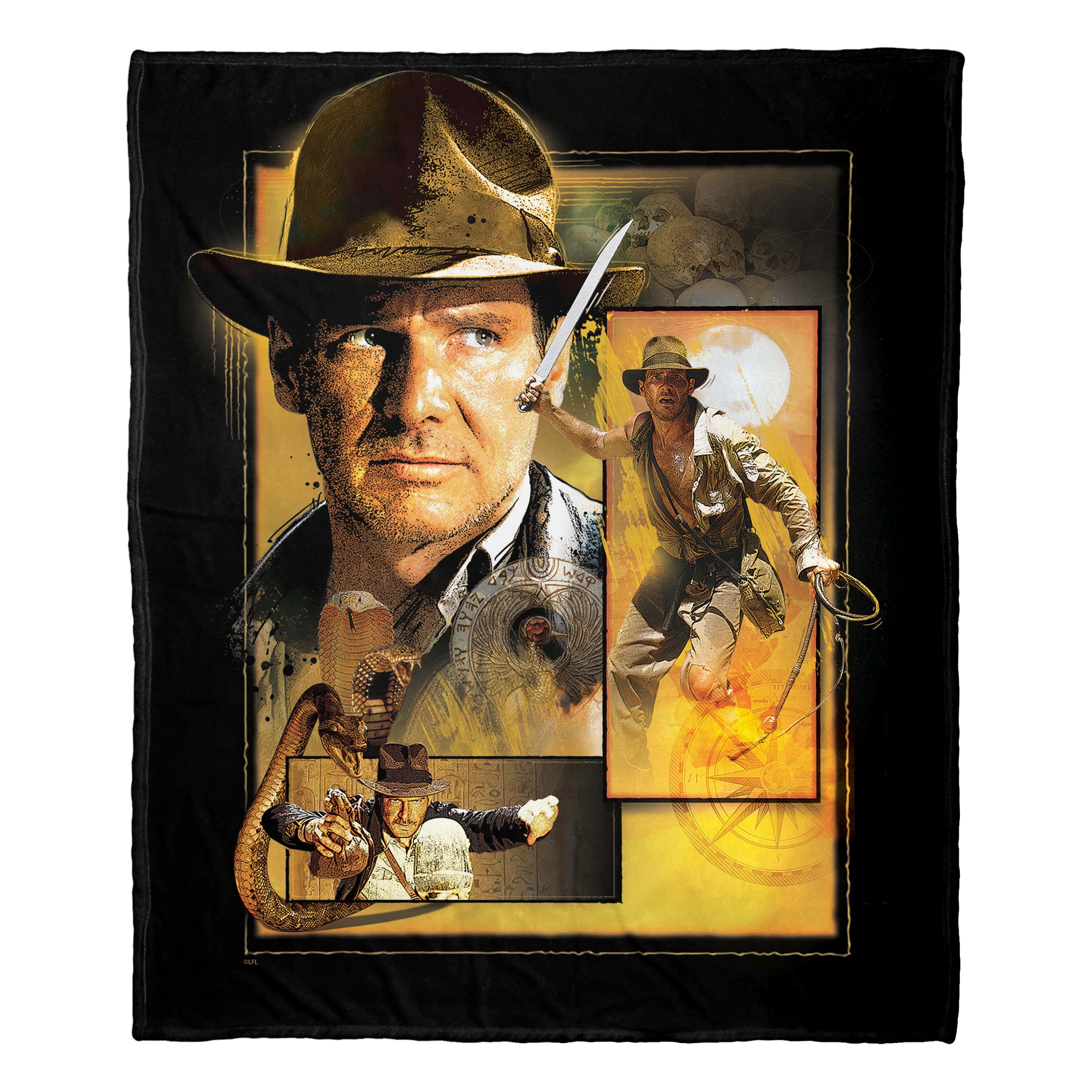 Disney Indiana Jones Adventurous Indy Silk Touch Throw Blanket 50x60 Inches