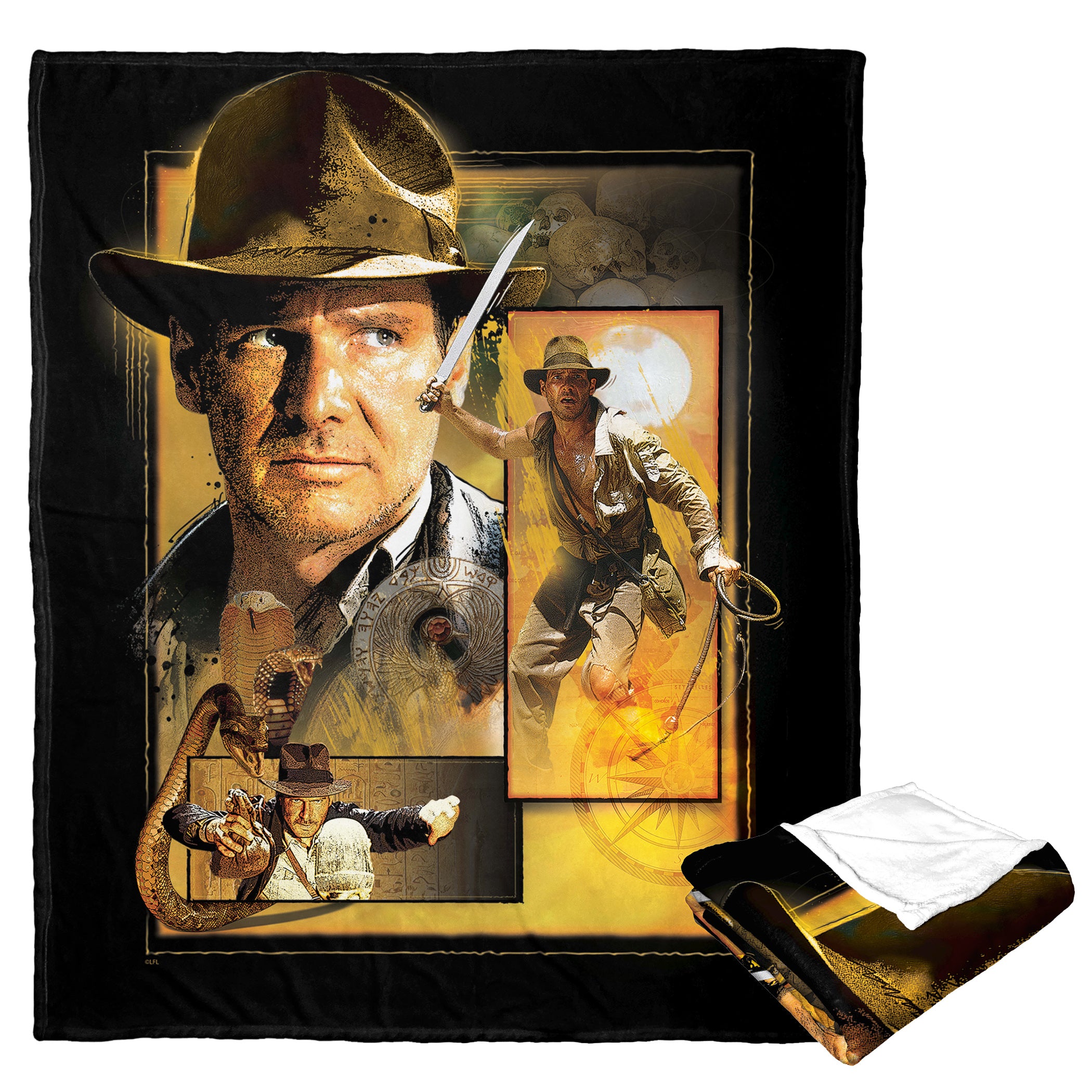 Disney Indiana Jones Adventurous Indy Silk Touch Throw Blanket 50x60 Inches