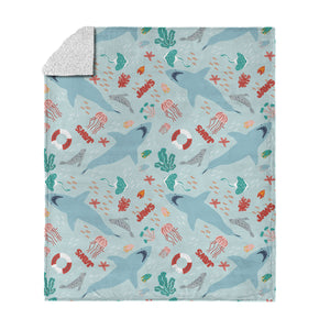 Jaws Coastal Sharks Silk Touch Sherpa Throw Blanket 50x60 inches