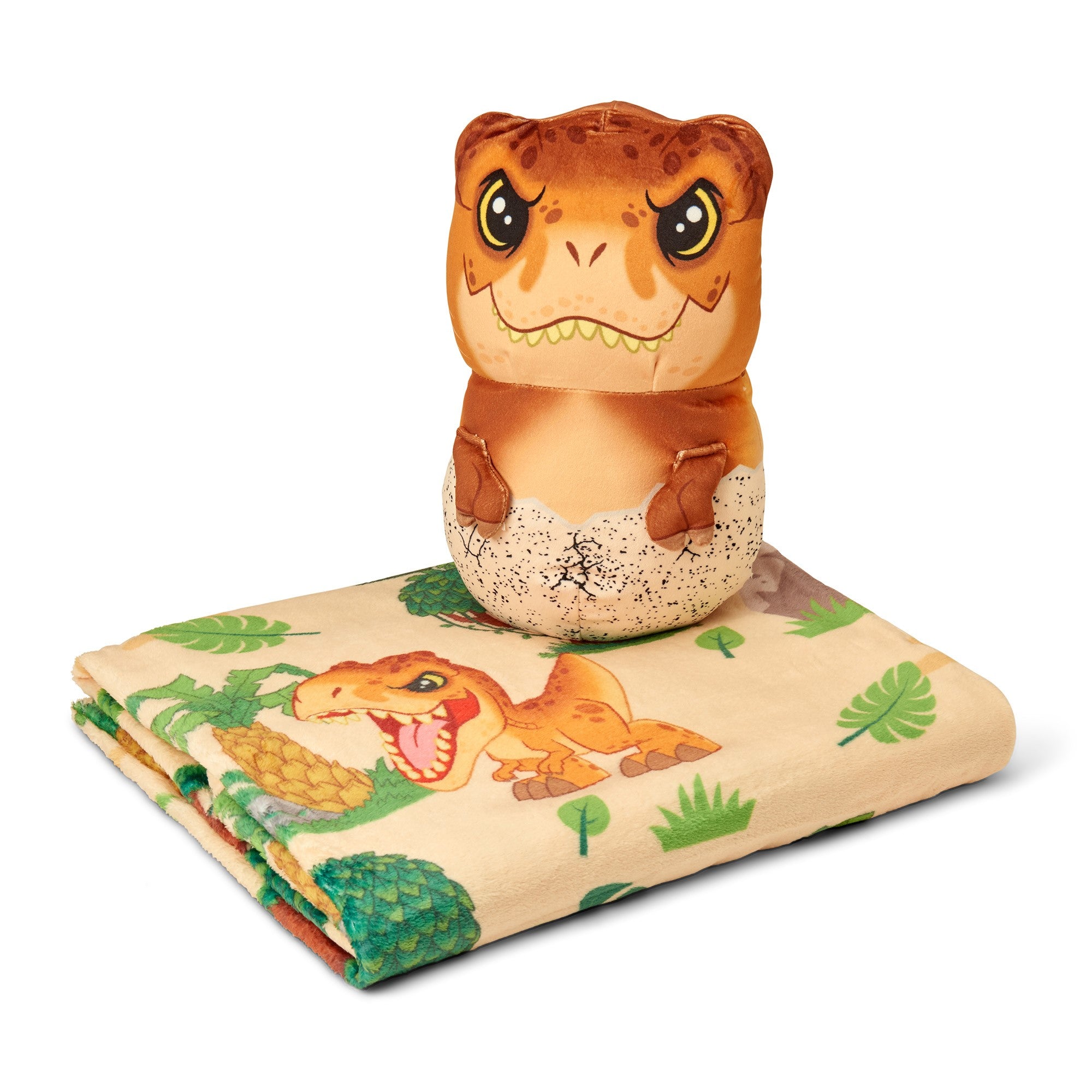 Universal Studios Jurassic Park Wild Time Silk Touch Throw Blanket 40X50 inches and Hugger Set, 11 inches