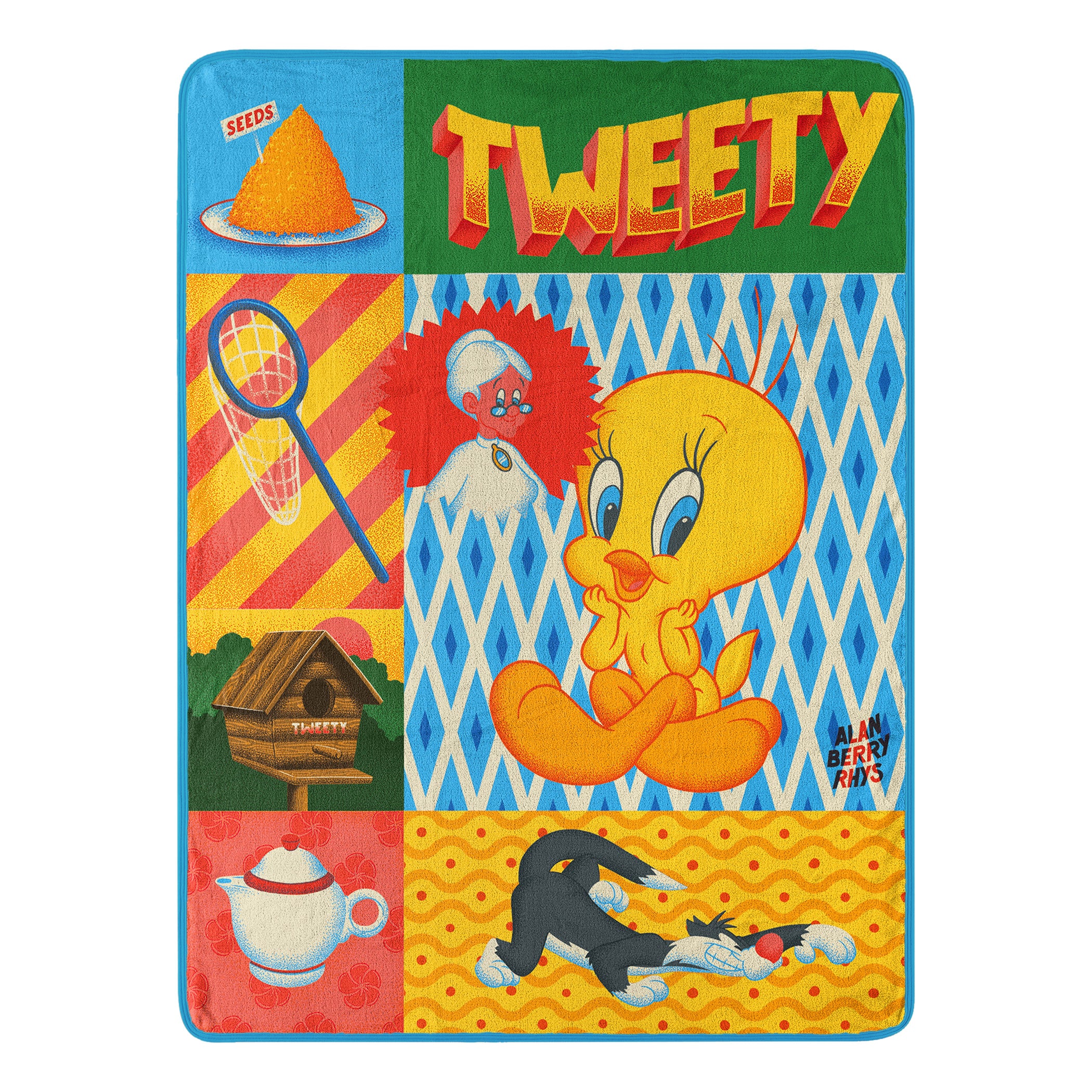 Warner Bros. Looney Tunes Artsy Tweety Micro Raschel Throw Blanket 46x60 Inches