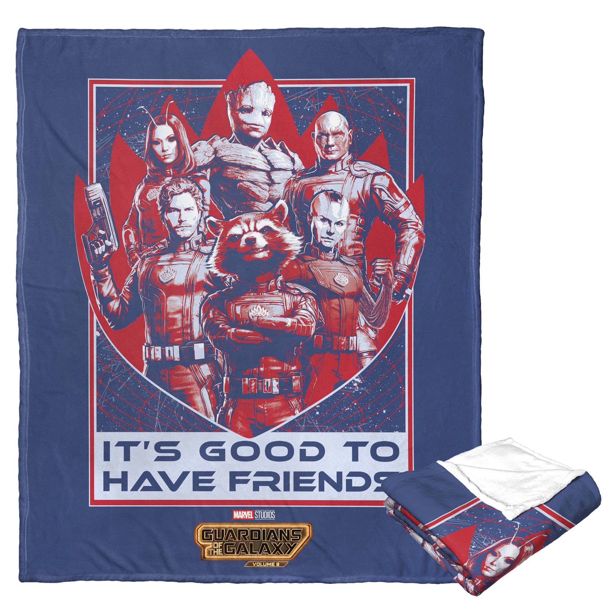 Marvel Guardians Of The Galaxy 3 Better To Have Friends Silk Touch Throw Blanket 50x60 Inches