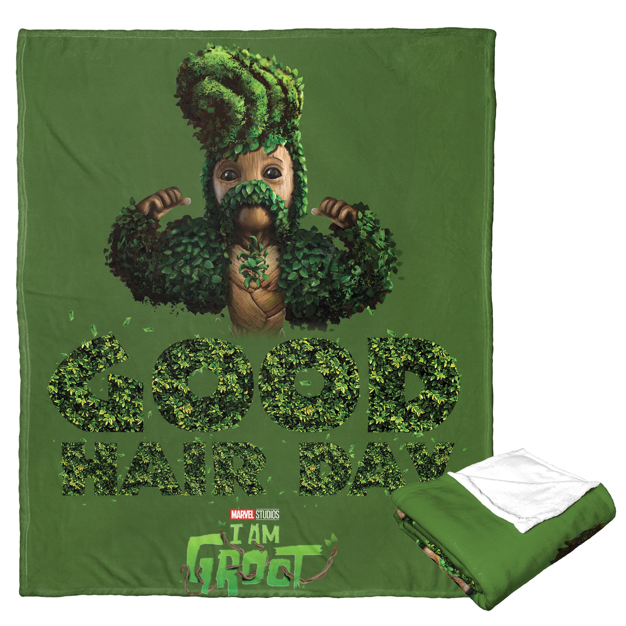 Marvel I Am Groot Good Hair Day Silk Touch Throw Blanket 50x60 Inches