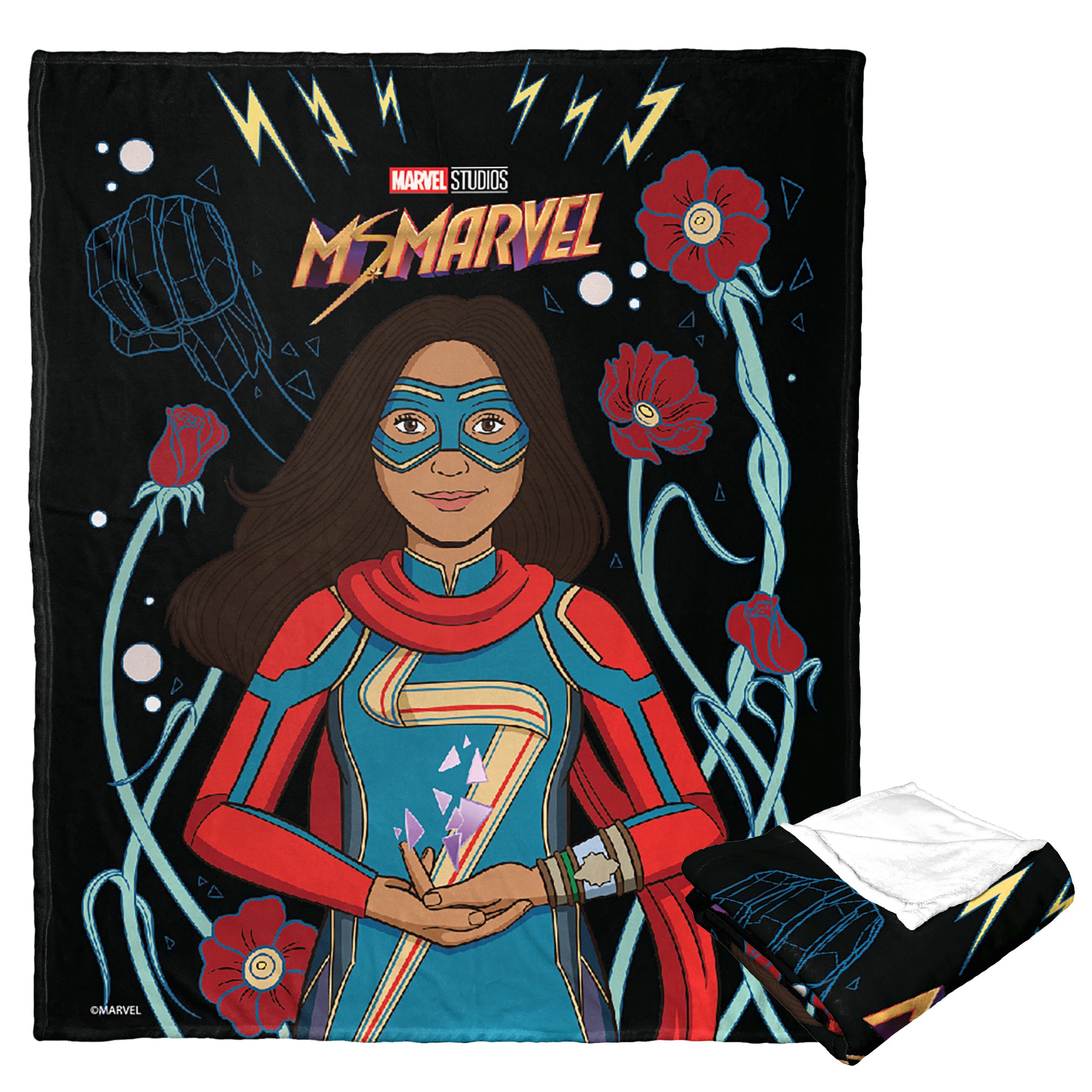 Marvel Ms Marvel Cartoon Kamala Silk Touch Throw Blanket 50x60 Inches