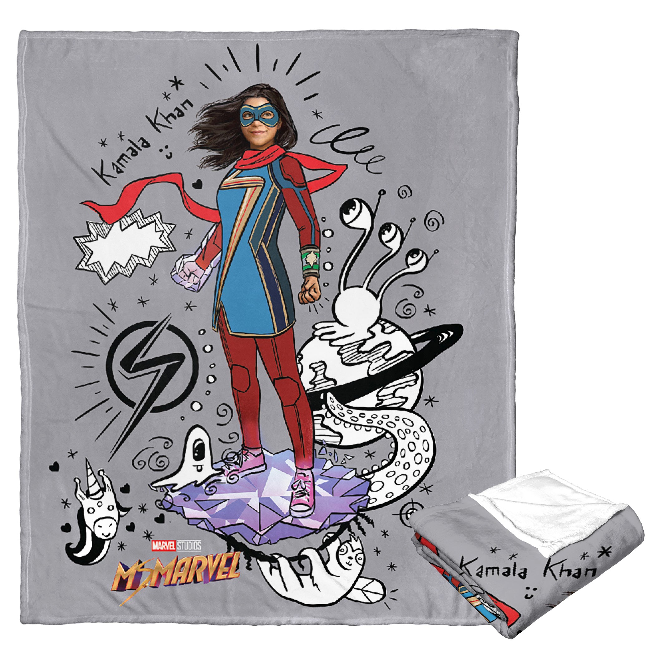 Marvel Ms Marvel Doodle World Silk Touch Throw Blanket 50x60 Inches