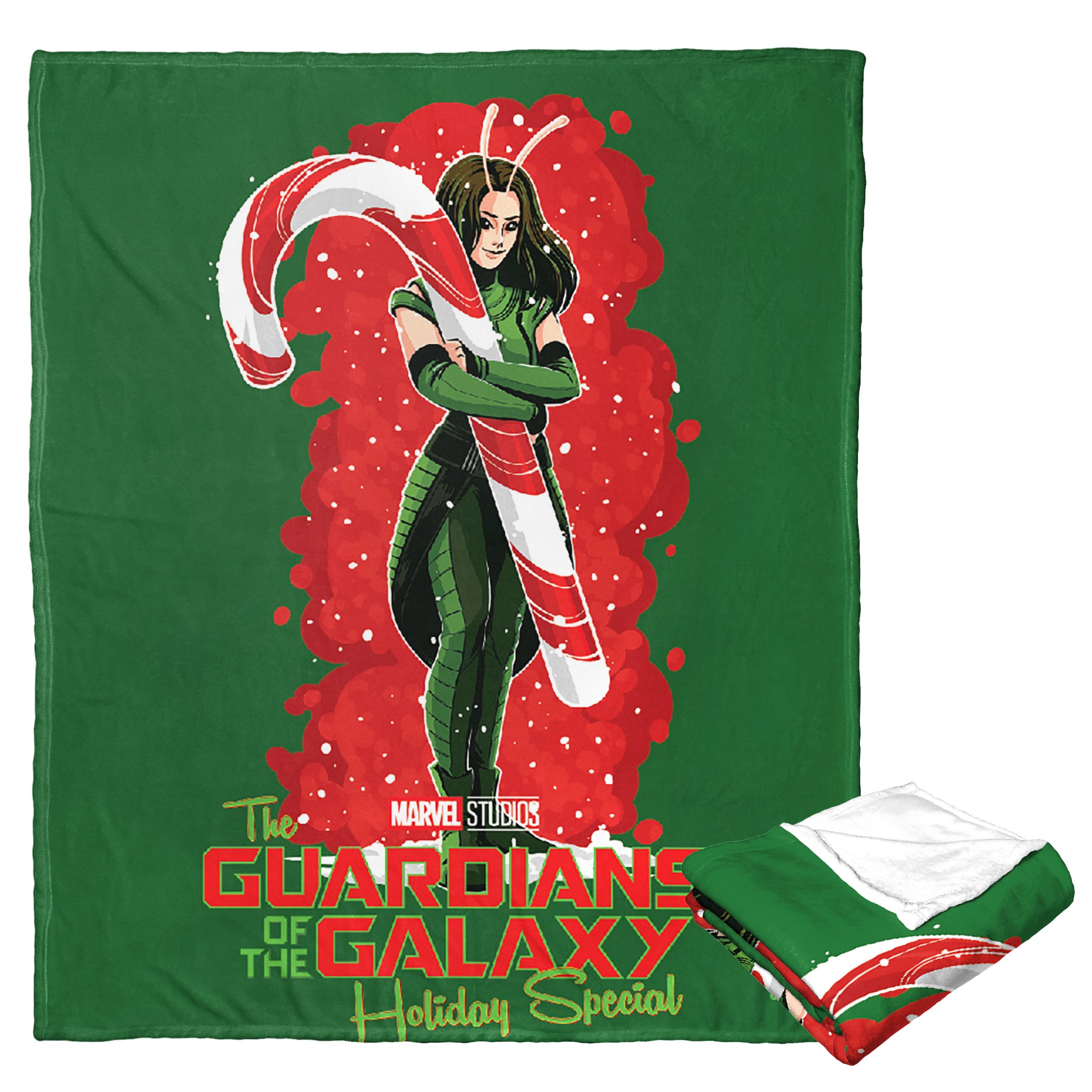 Marvel Guardians Of The Galaxy Holiday Special Candy Cane Mantis Silk Touch Throw Blanket 50x60 Inches