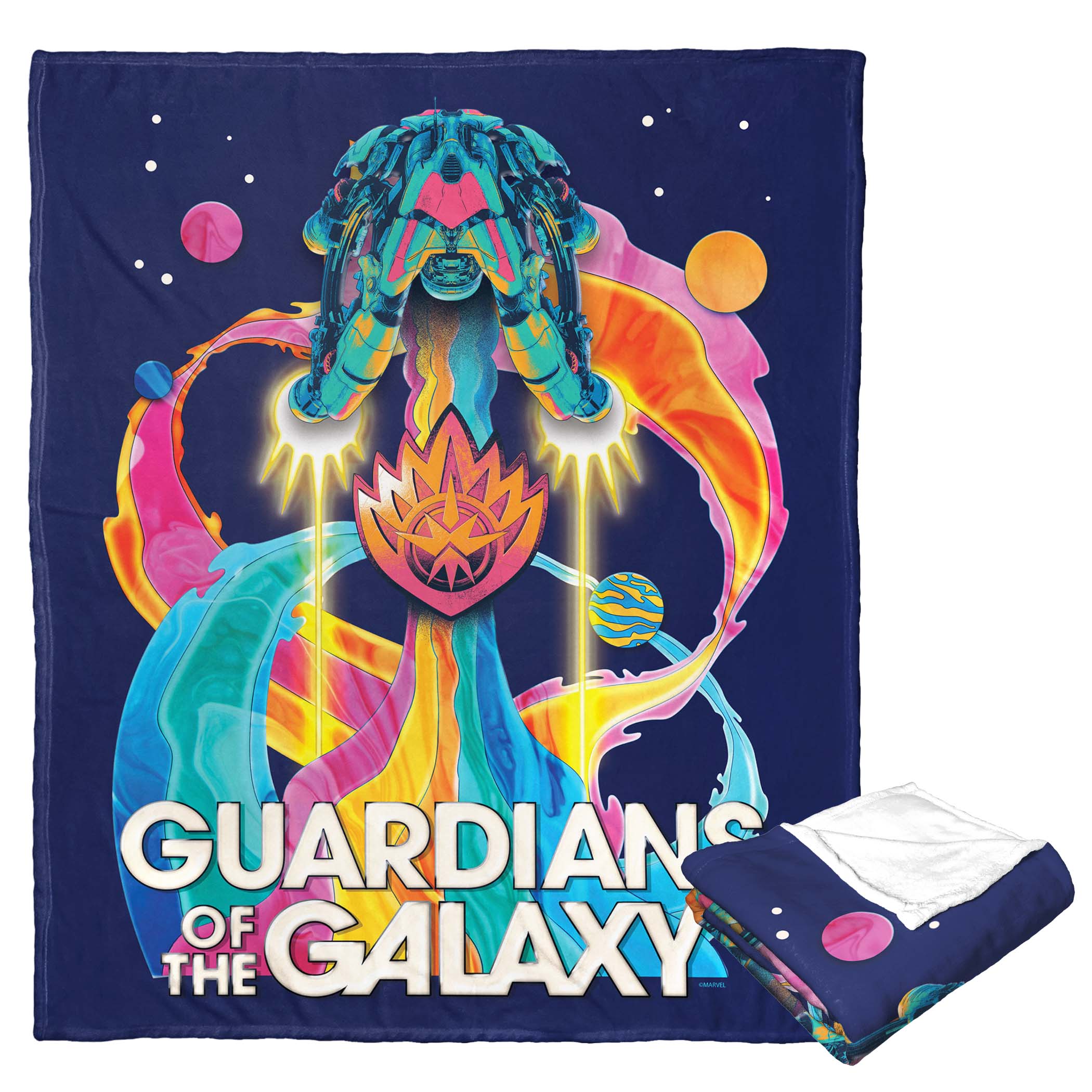 Marvel Guardians Of The Galaxy 3 Psychadelic Space Ship Silk Touch Throw Blanket 50x60 Inches