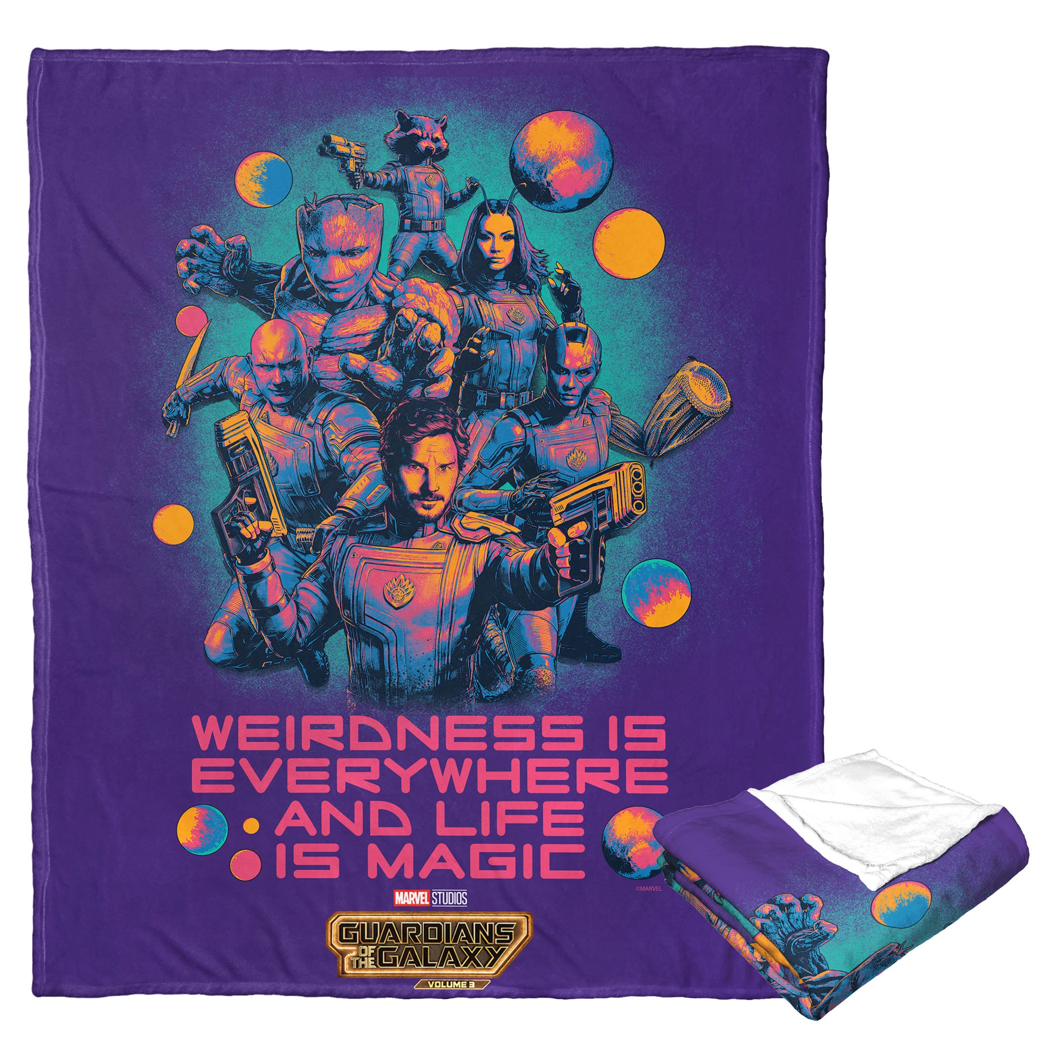 Marvel Guardians Of The Galaxy 3 Weirdness Is Everywhere Silk Touch Throw Blanket 50x60 Inches