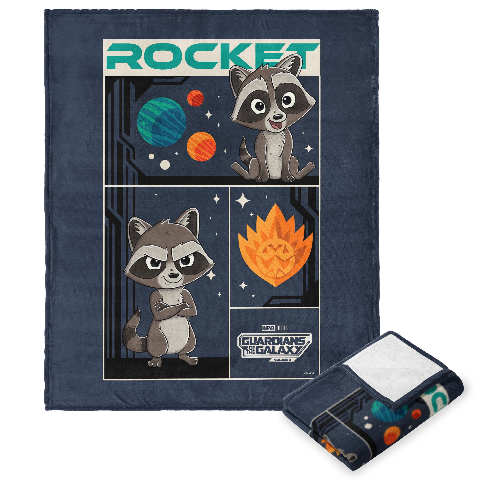 Marvel Guardians Of The Galaxy 3 Space Rocket Silk Touch Throw Blanket 50x60 Inches