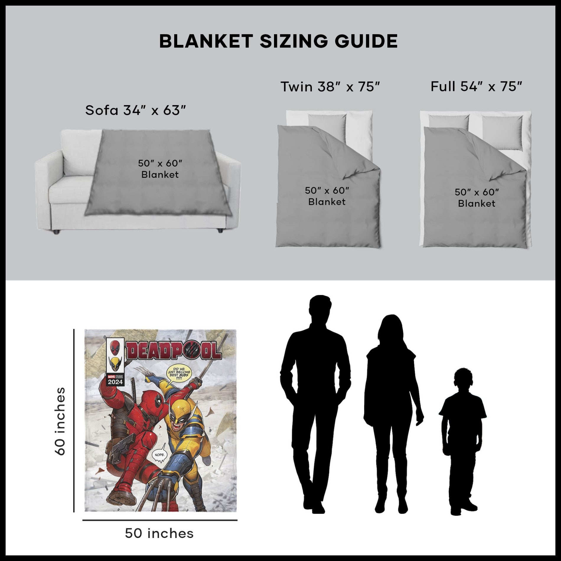 Marvels Deadpool 3 Best Bubs Silk Touch Throw Blanket 50 x 60 Inches