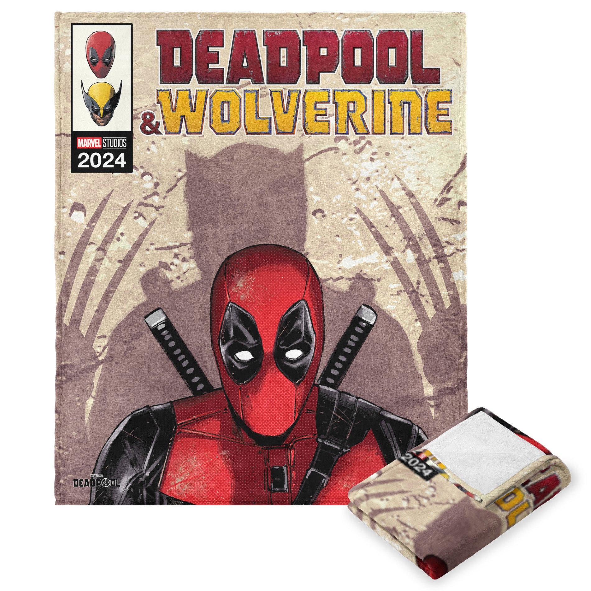 Marvels Deadpool 3 Deadpool Wolverine Comic Silk Touch Throw Blanket 50 x 60 Inches