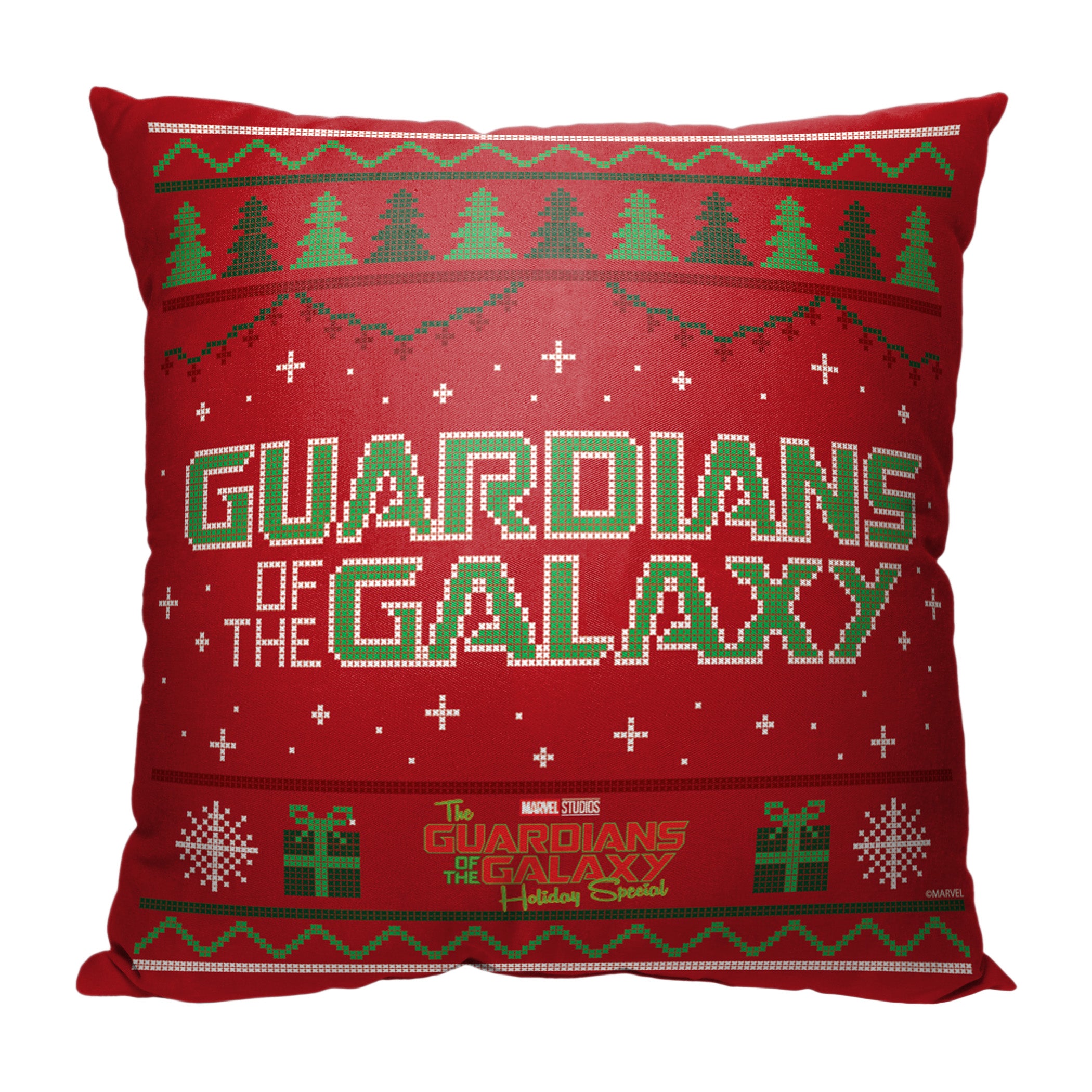 Marvel Guardians of the Galaxy Holiday Guardians Christmas Sweater Throw Pillow 18x18 Inches