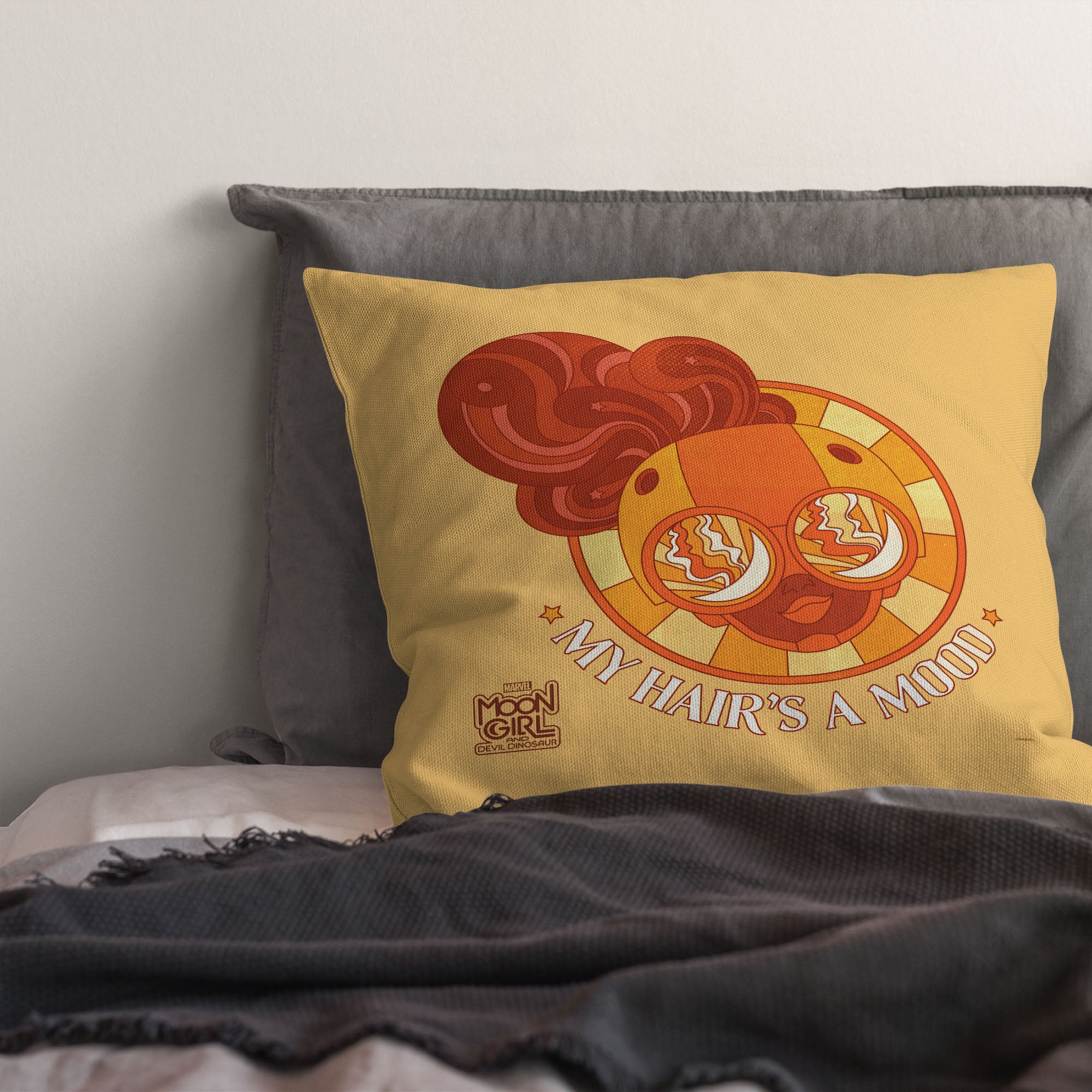 Marvel Moon Girl Hair Mood Throw Pillow 18x18 Inches