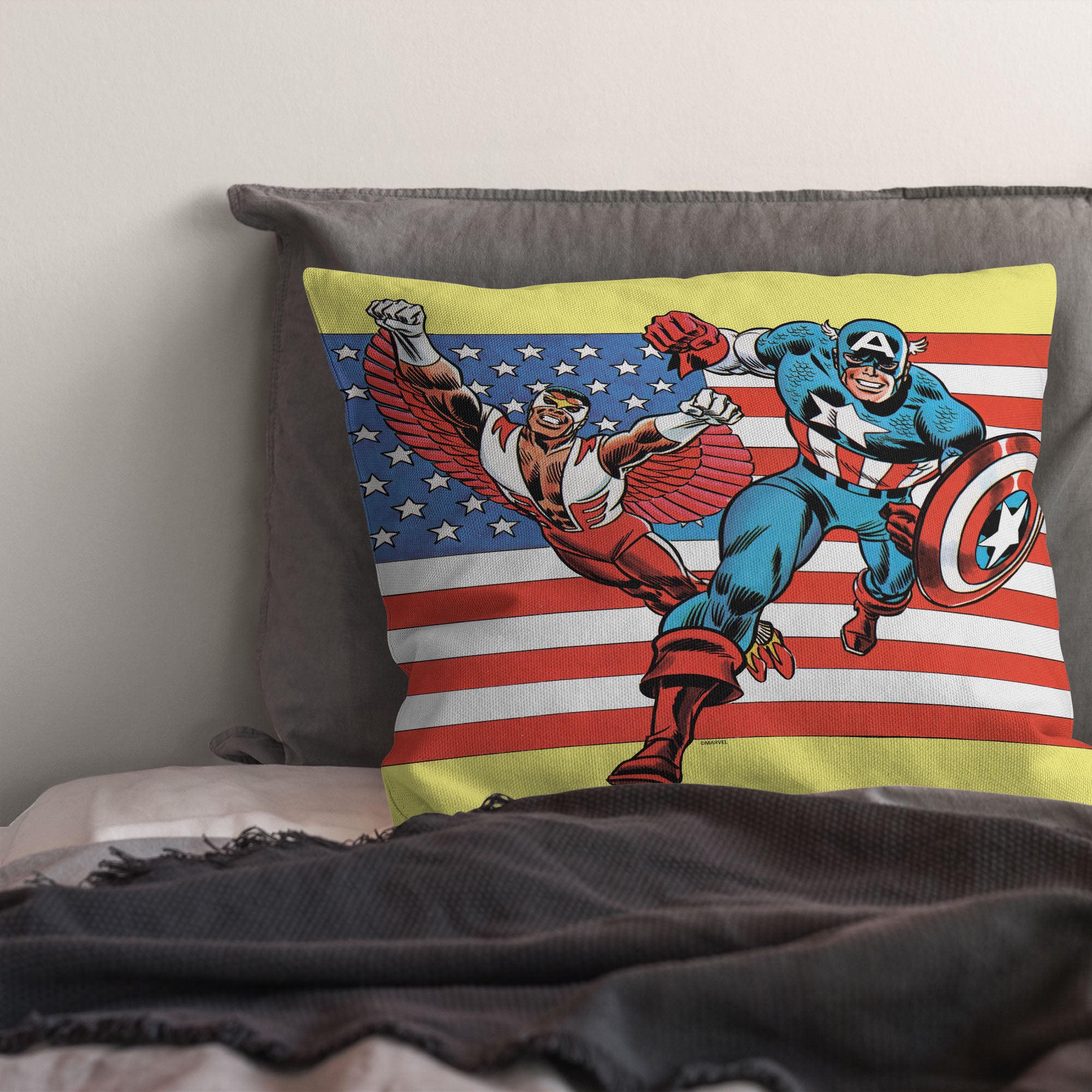 Marvel Captain America Captain And Falcon Throw Pillow 18x18 Inches