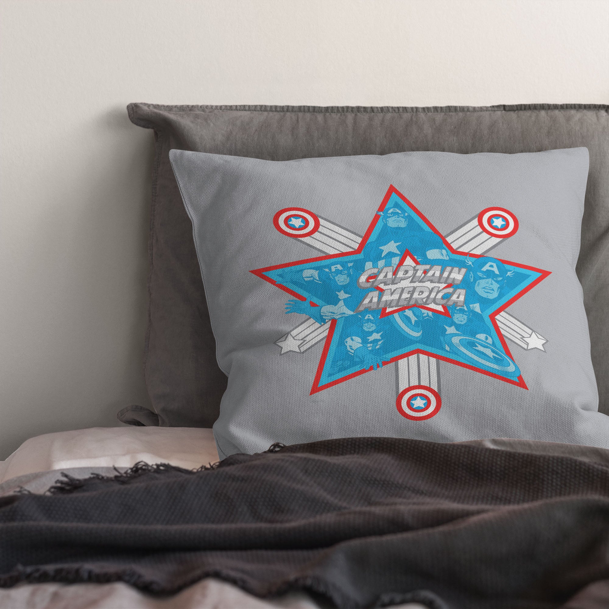 Marvel Captain America Bursting In Air Throw Pillow 18x18 Inches