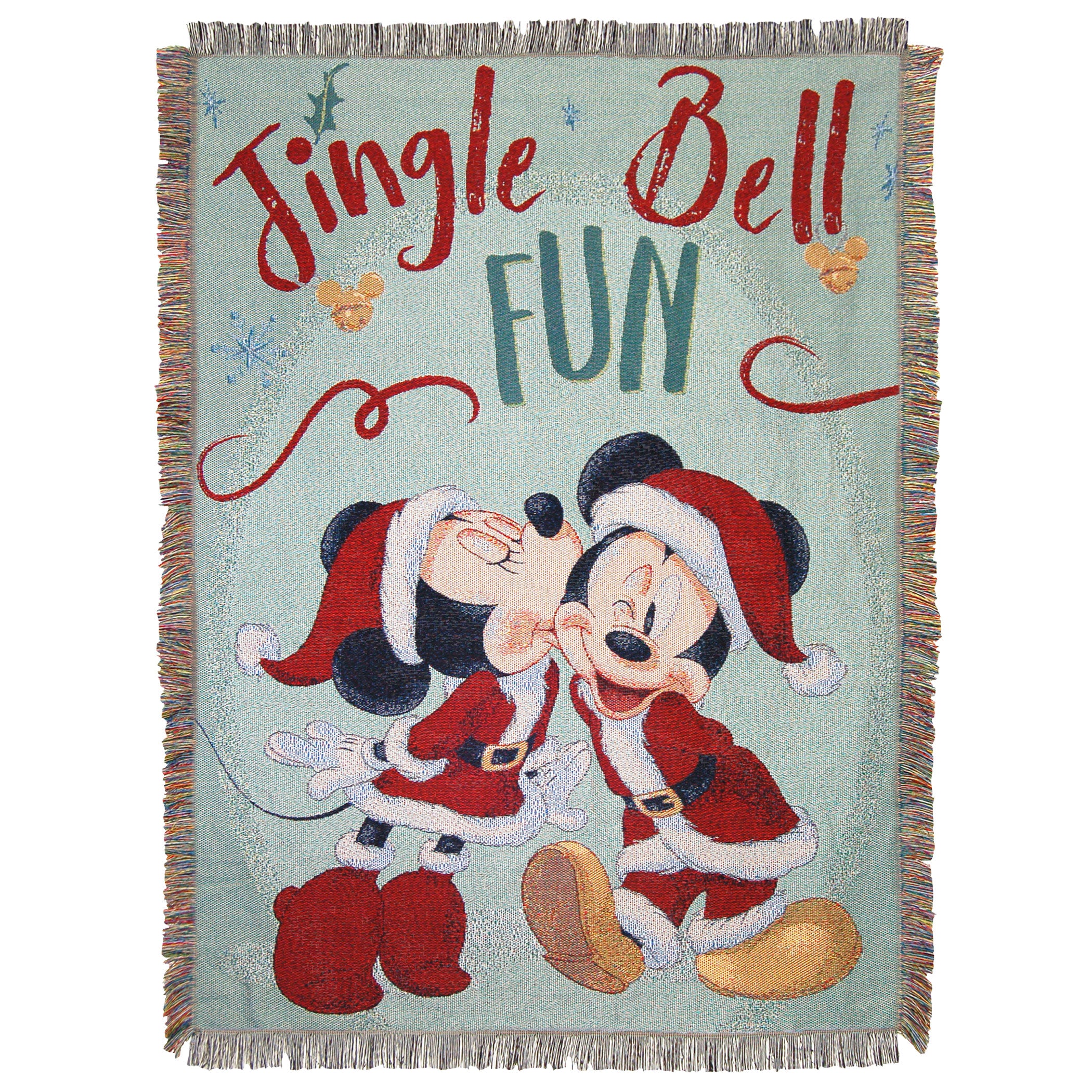 Disney Mickey Mouse Jingle Bell Fun Woven Tapestry Throw Blanket 48x60