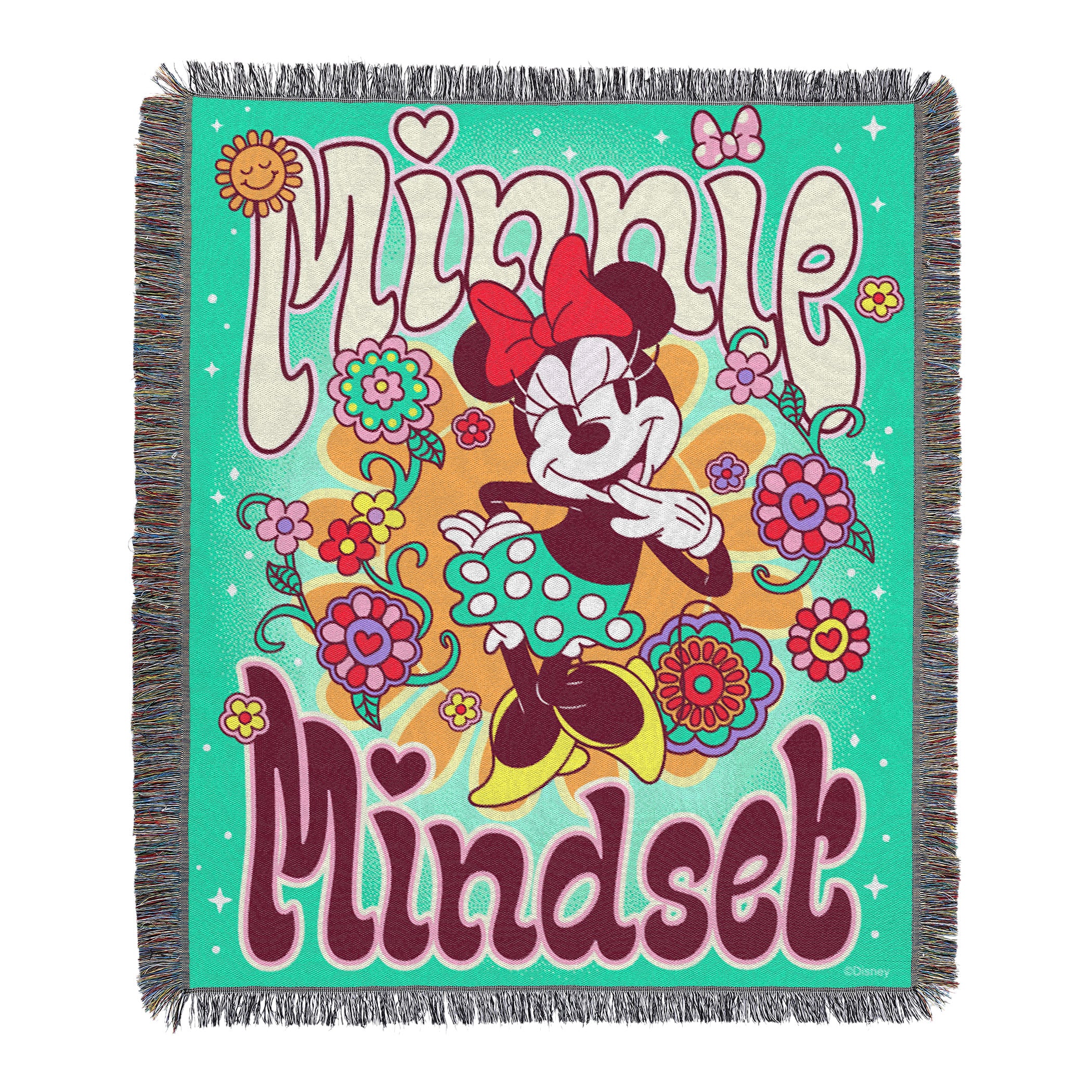 Disney Minnie Mouse Mindset Woven Tapestry Throw Blanket 48x60 Inches