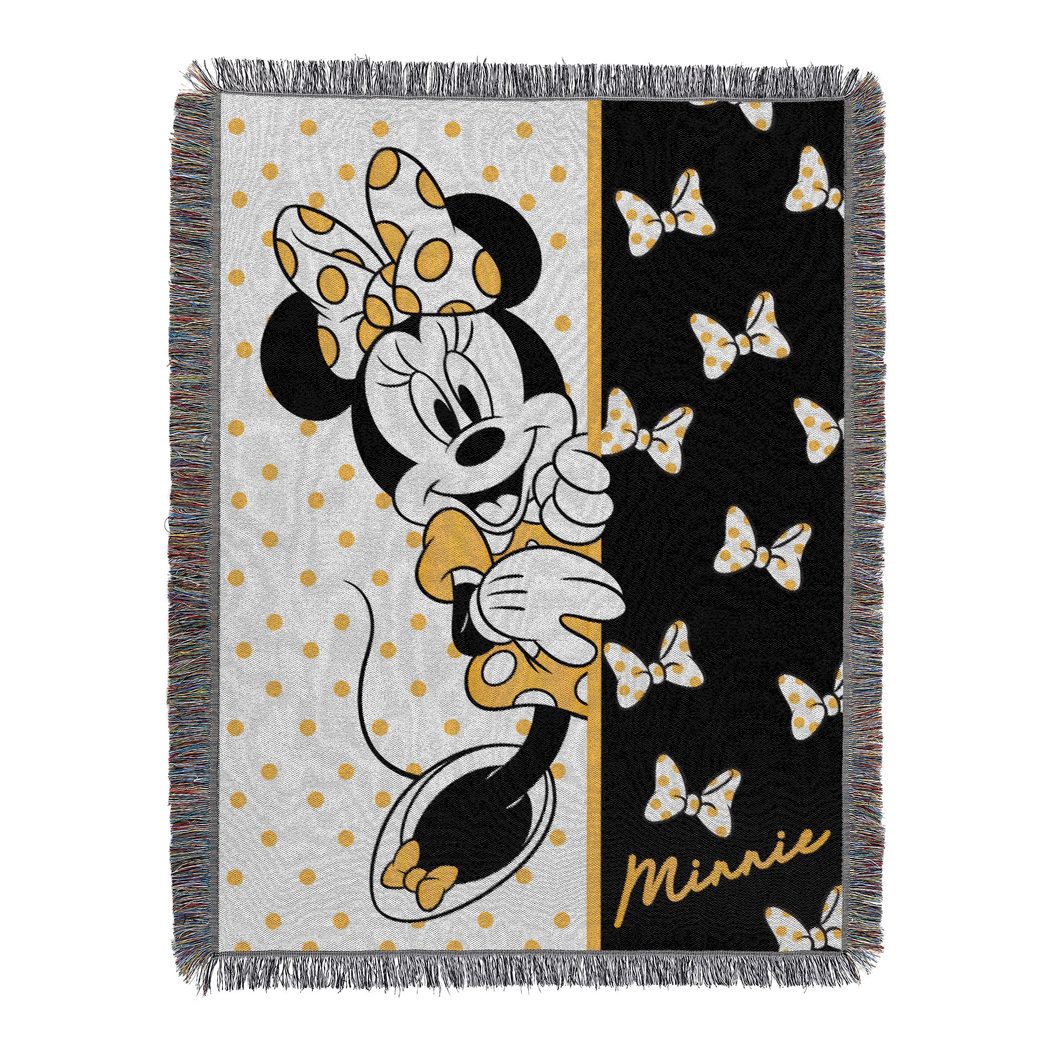 Disney Minnie Mouse Peekaboo Metallic Woven Tapestry Throw Blanket 48x60 Inches