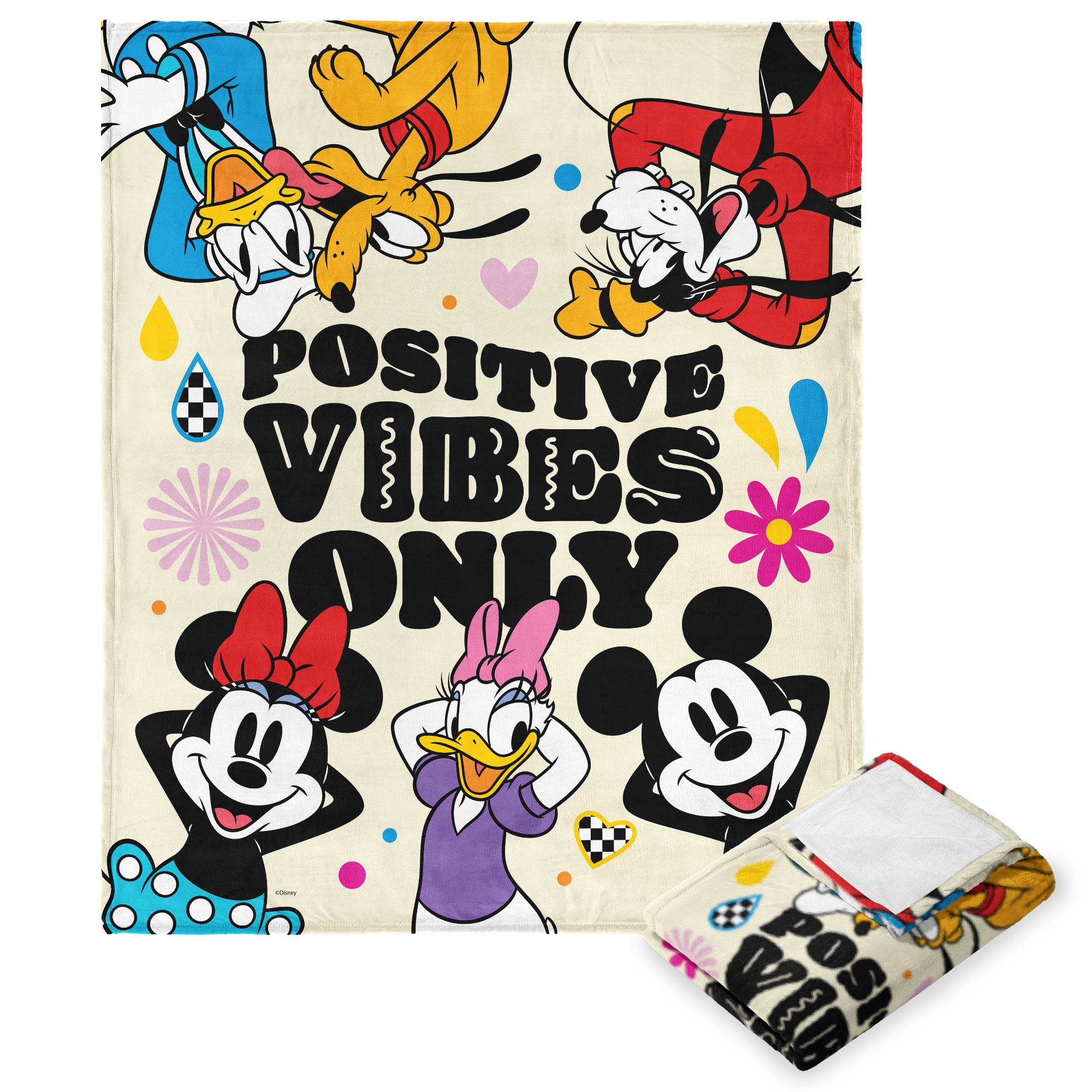 Disney Mickey Mouse Positive Vibes Silk Touch Throw Blanket 50x60 Inch