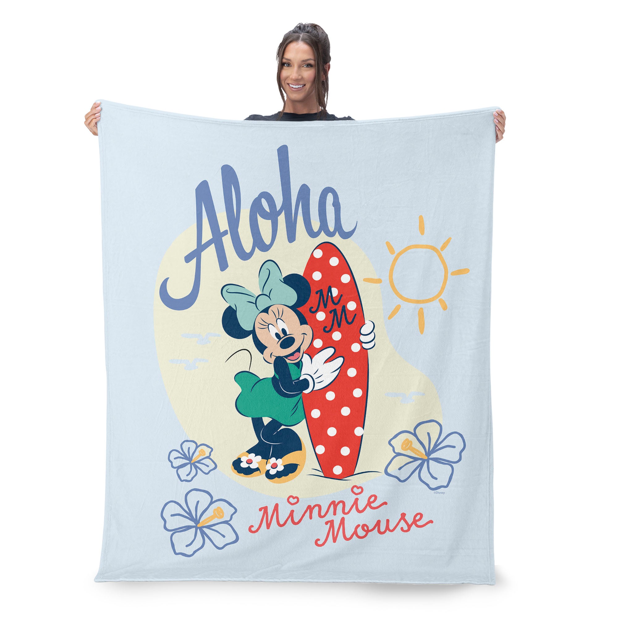 Disney Mickey & Friends Aloha Minnie Silk Touch Throw Blanket 50x60 Inches