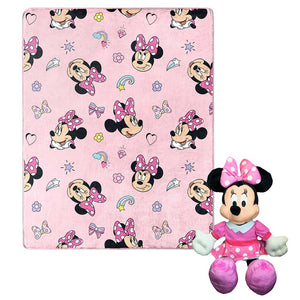 Disney Minnie Mouse Favorite Things Character Hugger Pillow and Silk Touch Throw Blanket Set 40x50 Inches