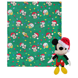 Mickey Mouse Jolly Buddies Character Hugger Pillow & Silk Touch Throw Blanket Set 40x50 Inches