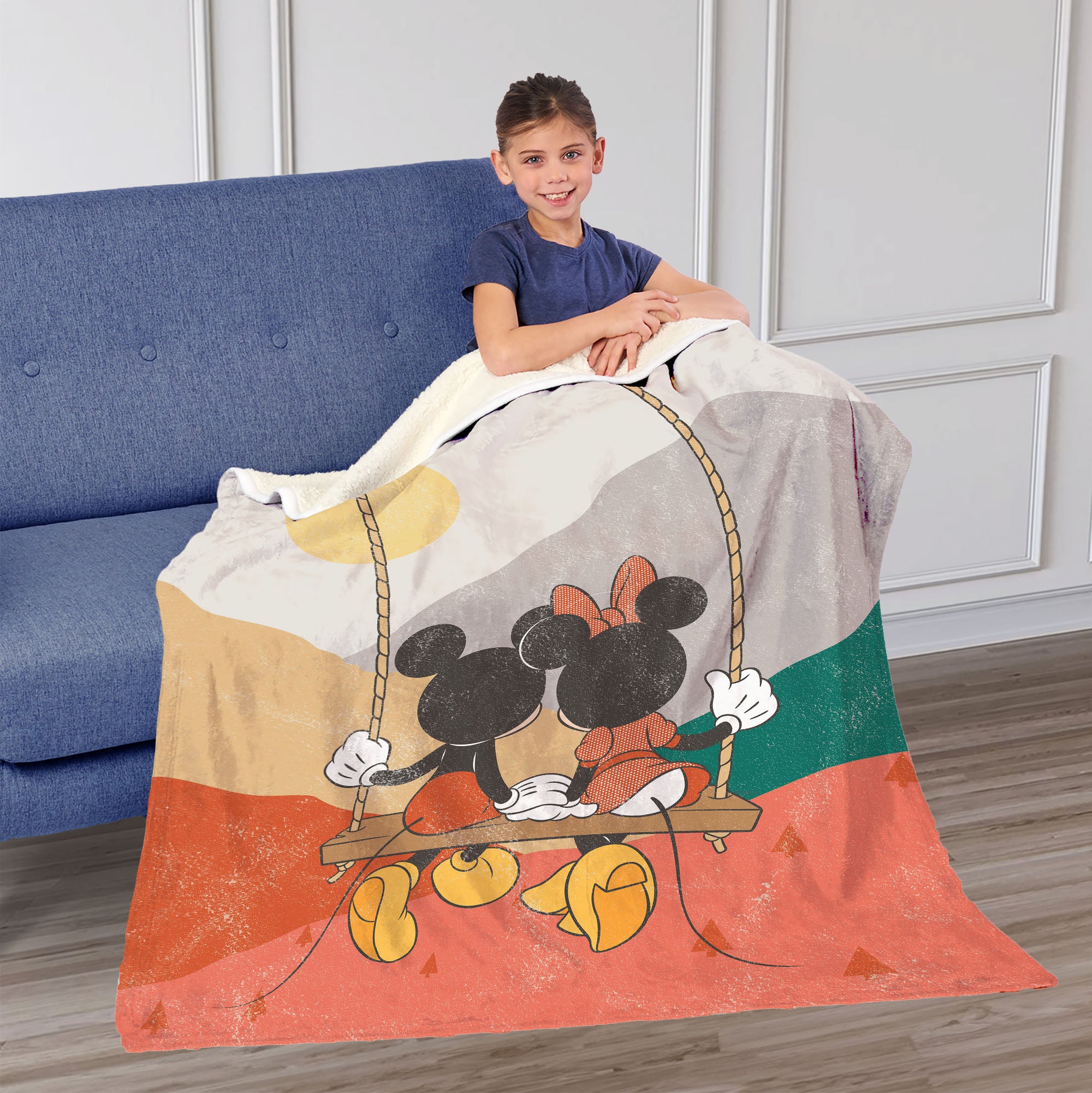 Disney Mickey & Friends Beauty of Nature Silk Touch Sherpa Throw Blanket 50x60 Inches