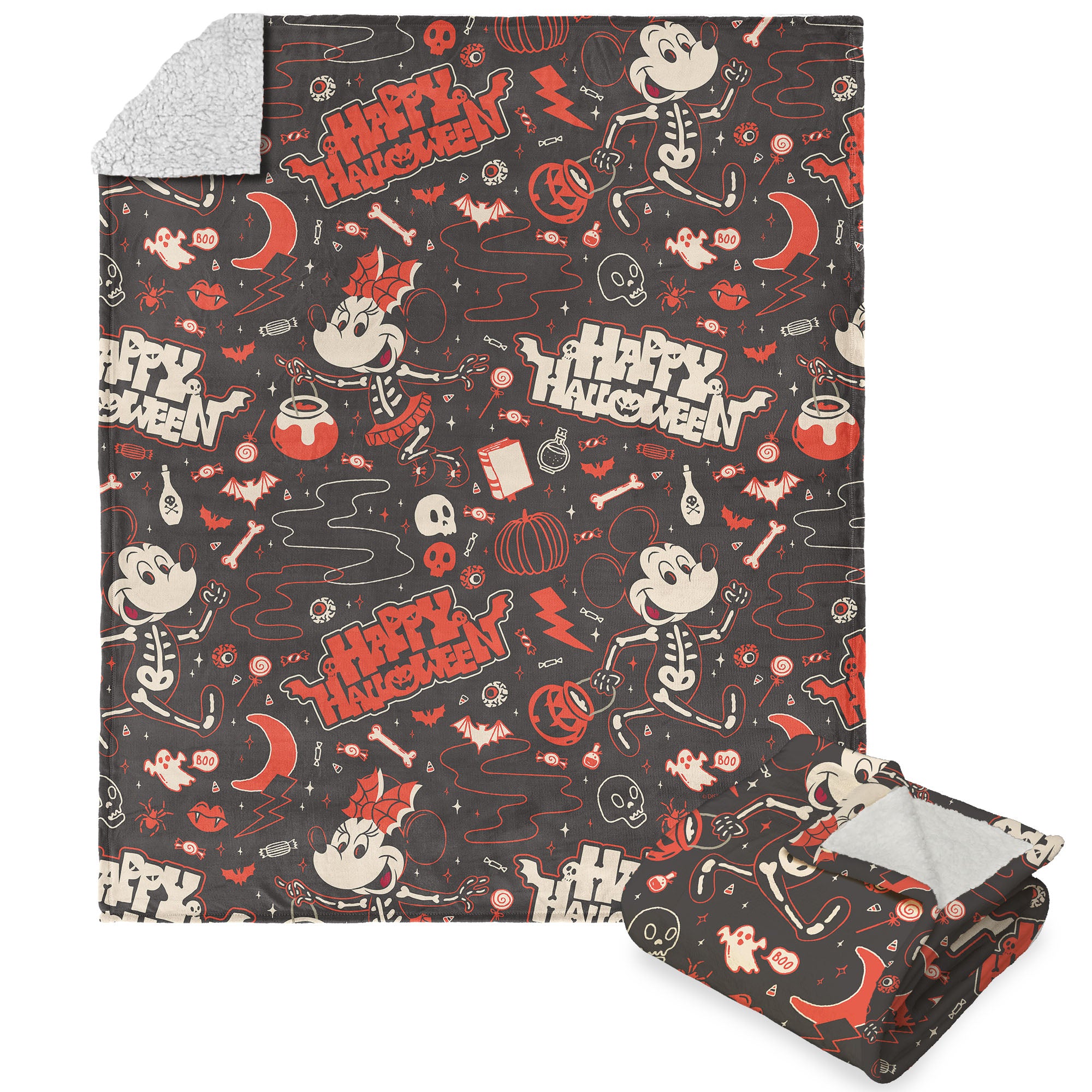 Disney Mickey & Friends Halloween Mickey Silk Touch Sherpa Throw Blanket 50x60 Inches