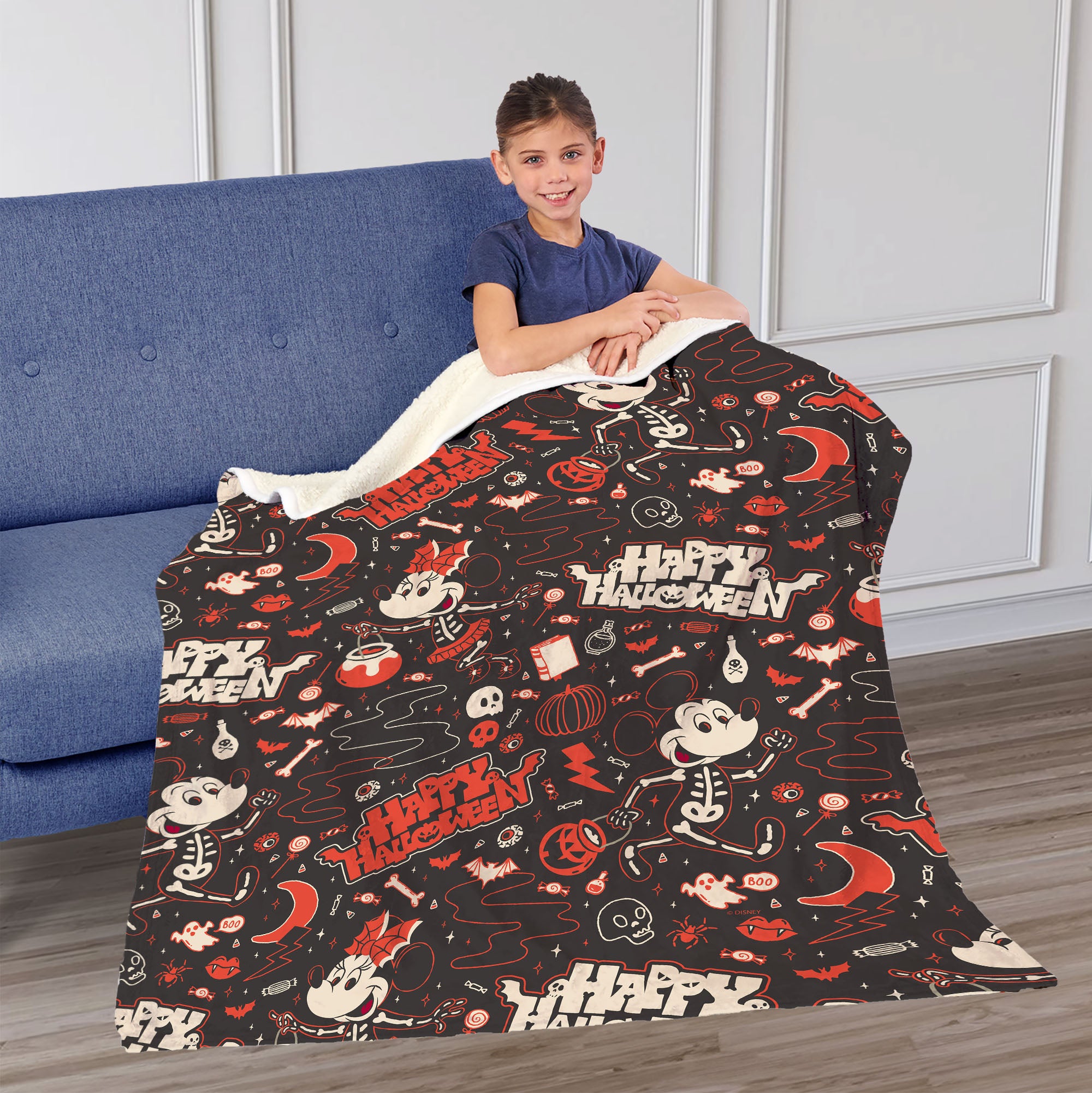 Disney Mickey & Friends Halloween Mickey Silk Touch Sherpa Throw Blanket 50x60 Inches