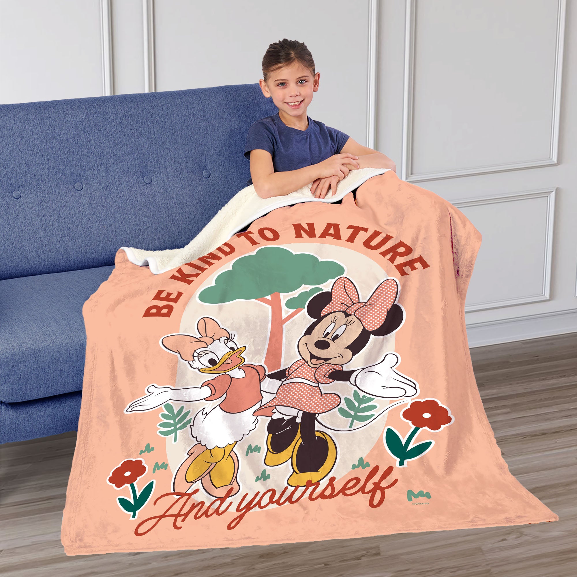 Disney Mickey & Friends Kind To Nature Silk Touch Sherpa Throw Blanket 50x60 Inches