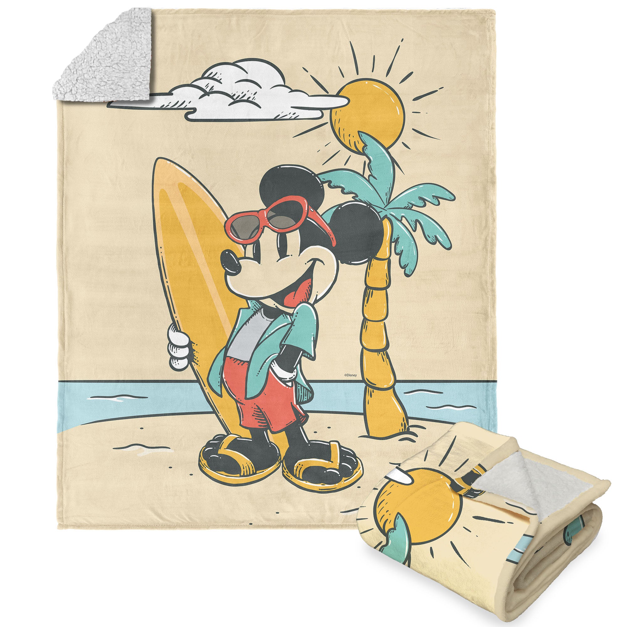 Disney Mickey Mouse Board Certified Silk Touch Sherpa Throw Blanket 50x60 Inches