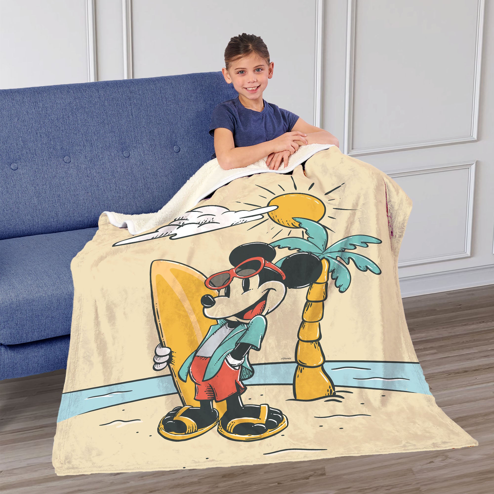 Disney Mickey Mouse Board Certified Silk Touch Sherpa Throw Blanket 50x60 Inches