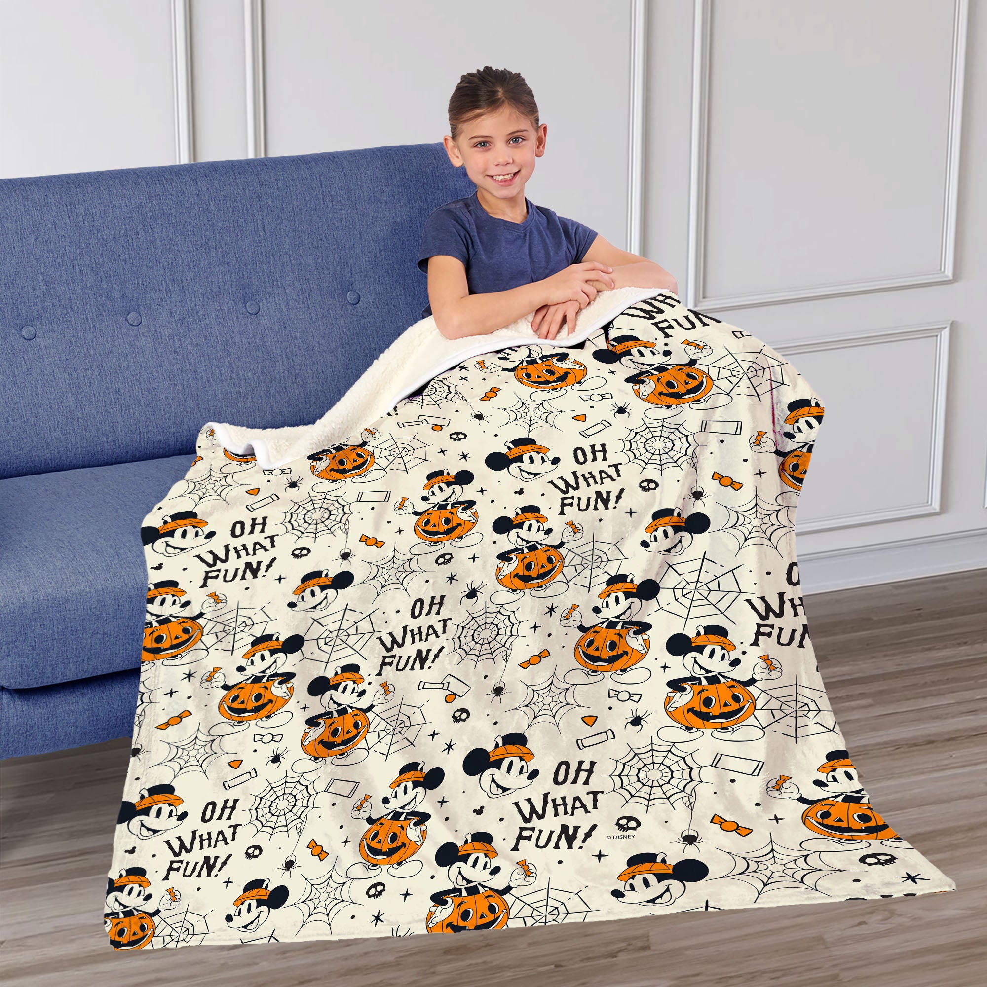 Disney Mickey Mouse Jack-o'-lantern Mickey Silk Touch Sherpa Throw Blanket 50x60 Inches