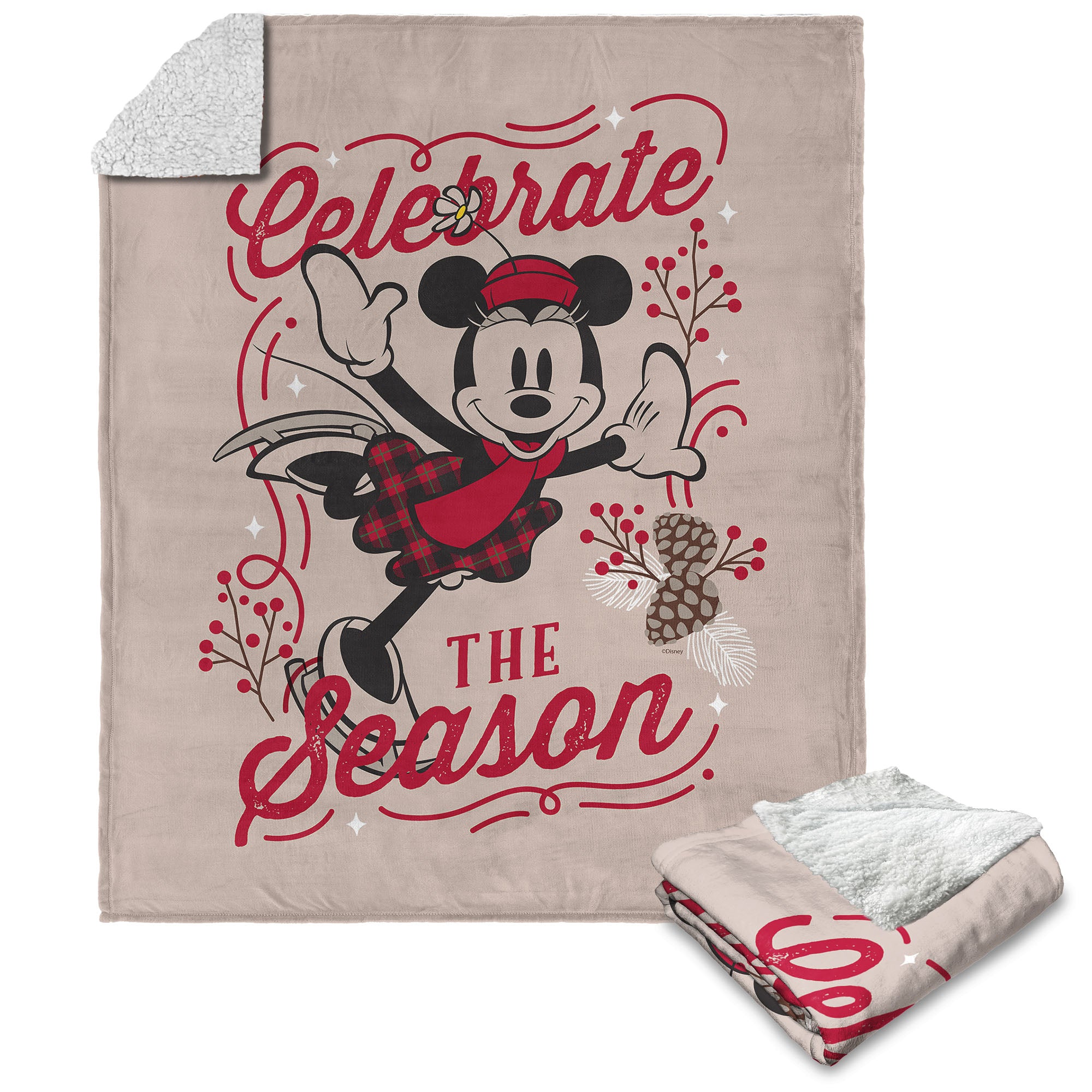 Disney Mickey & Friends Celebrate The Season Silk Touch Sherpa Throw Blanket 50X60 Inches