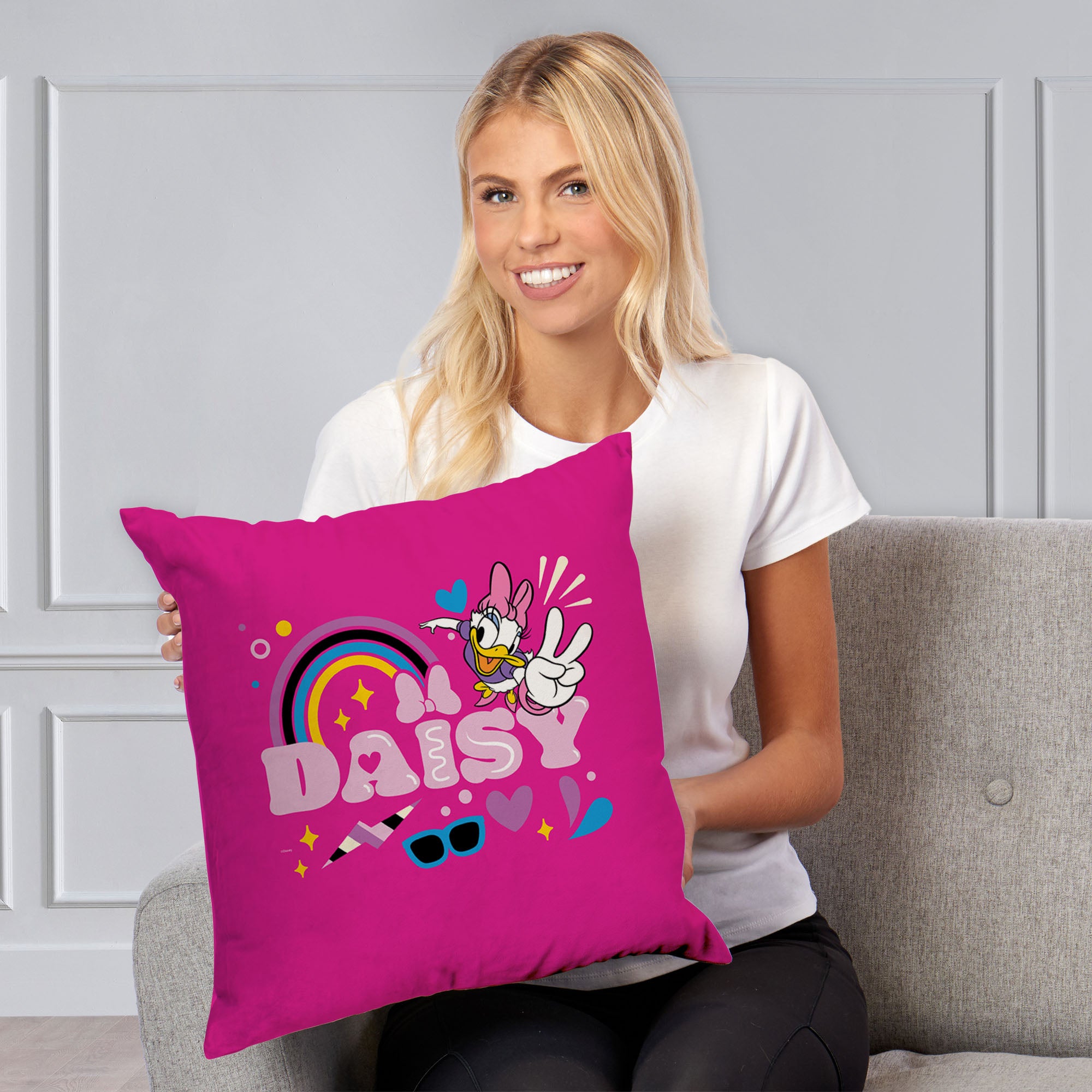 Disney Mickey Mouse The Name's Daisy Throw Pillow 18x18 Inches